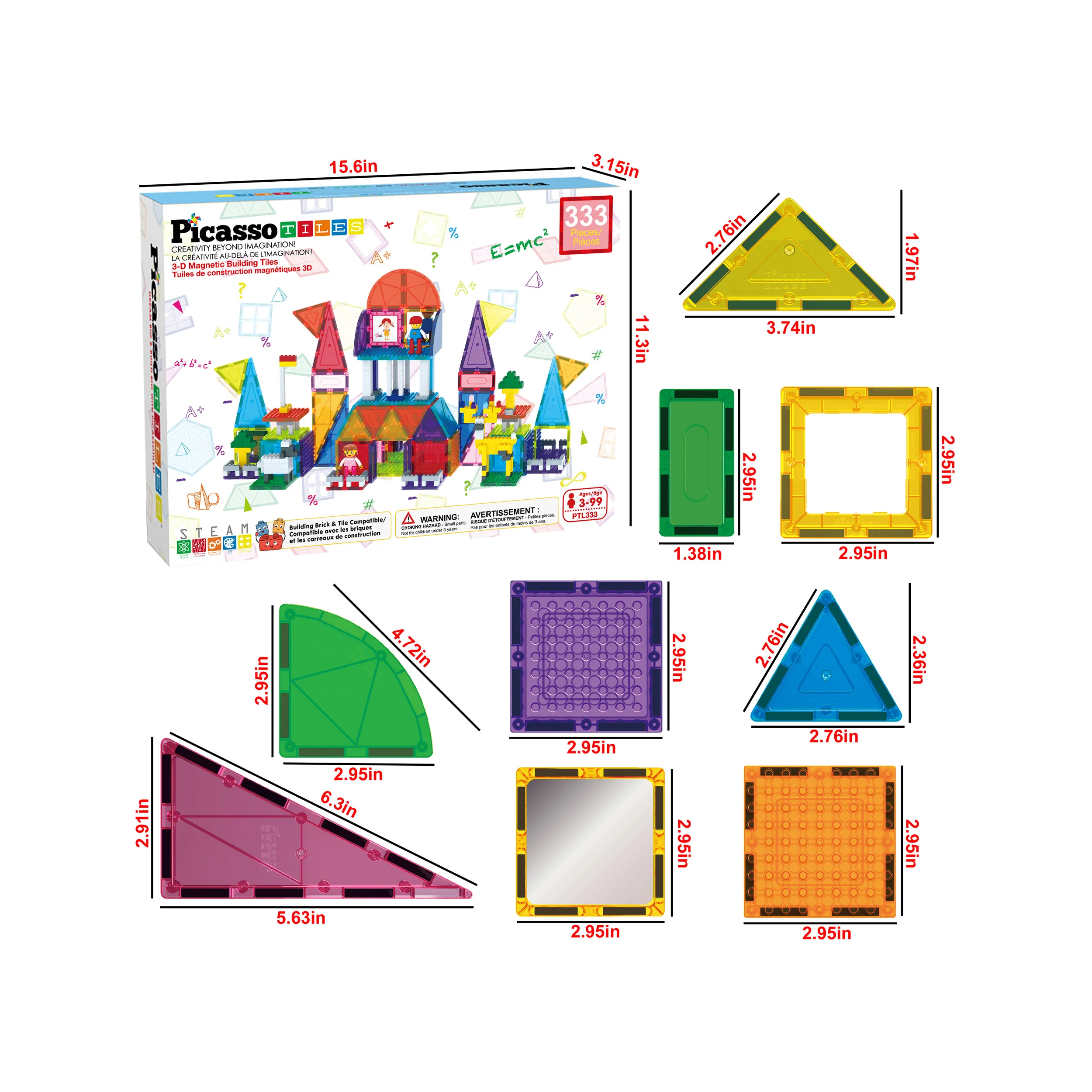 PicassoTiles Magnet Tile + Brick Blocks Compatibility Building Set - Image 3