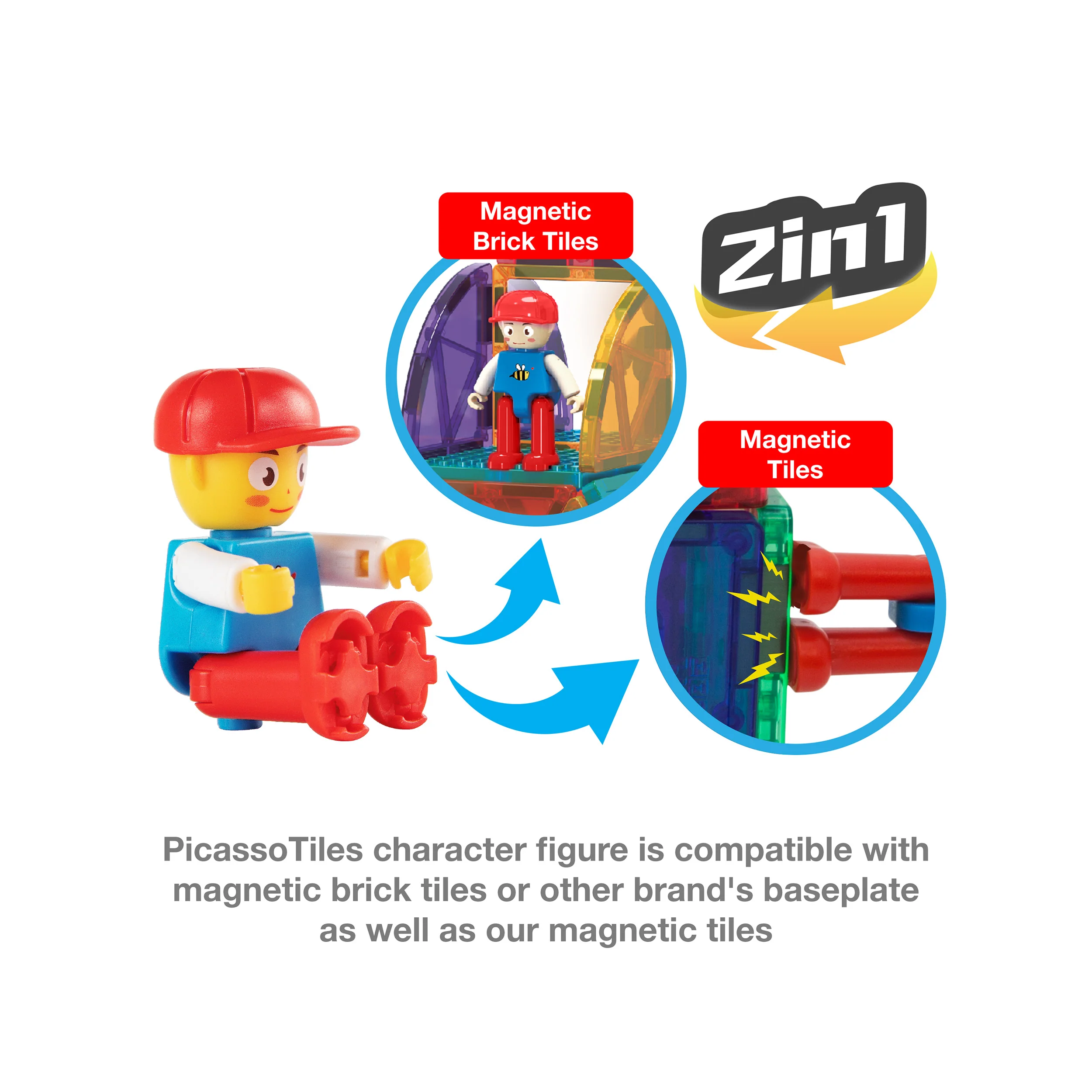PicassoTiles Magnet Tile + Brick Blocks Compatibility Building Set - Image 6