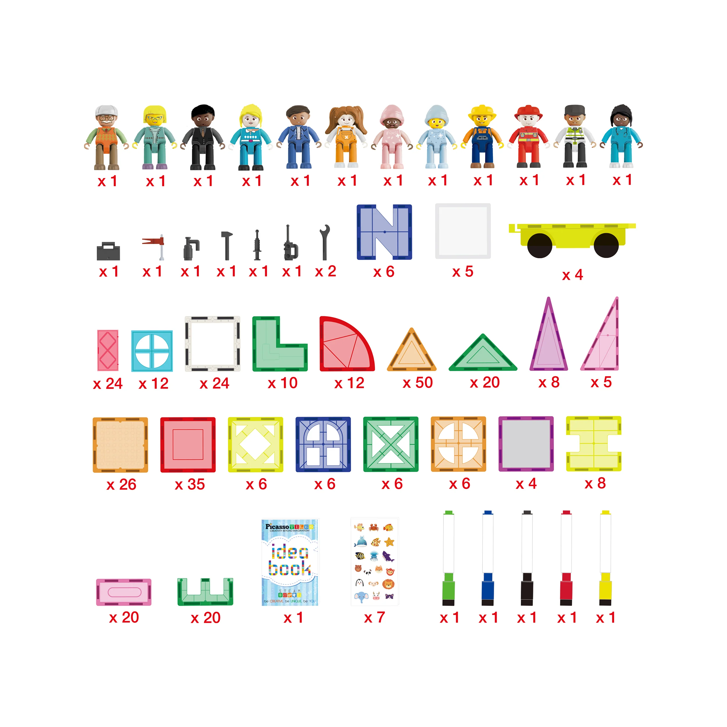 PicassoTiles 350pc Mega Magnetic Tile Builder Set - Image 3