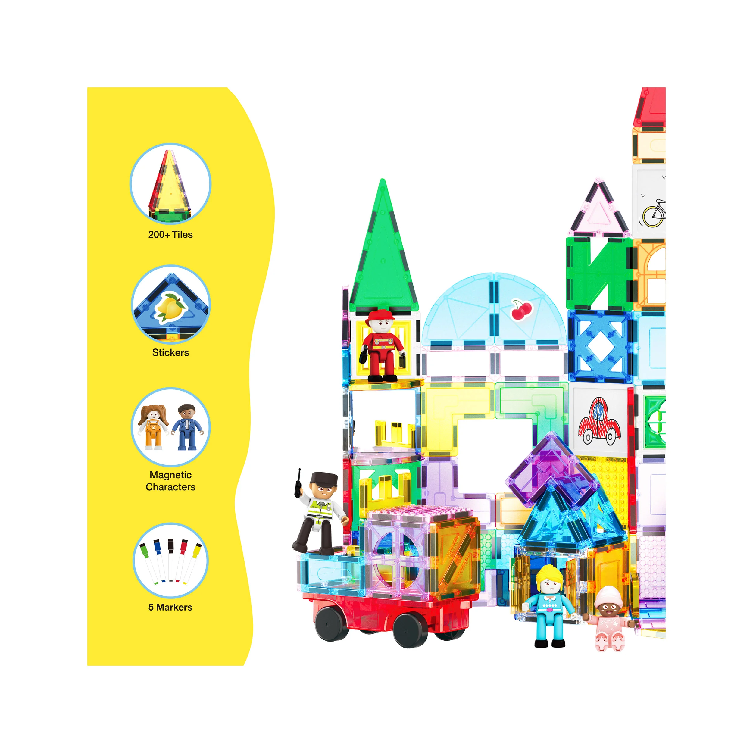 PicassoTiles 350pc Mega Magnetic Tile Builder Set - Image 6