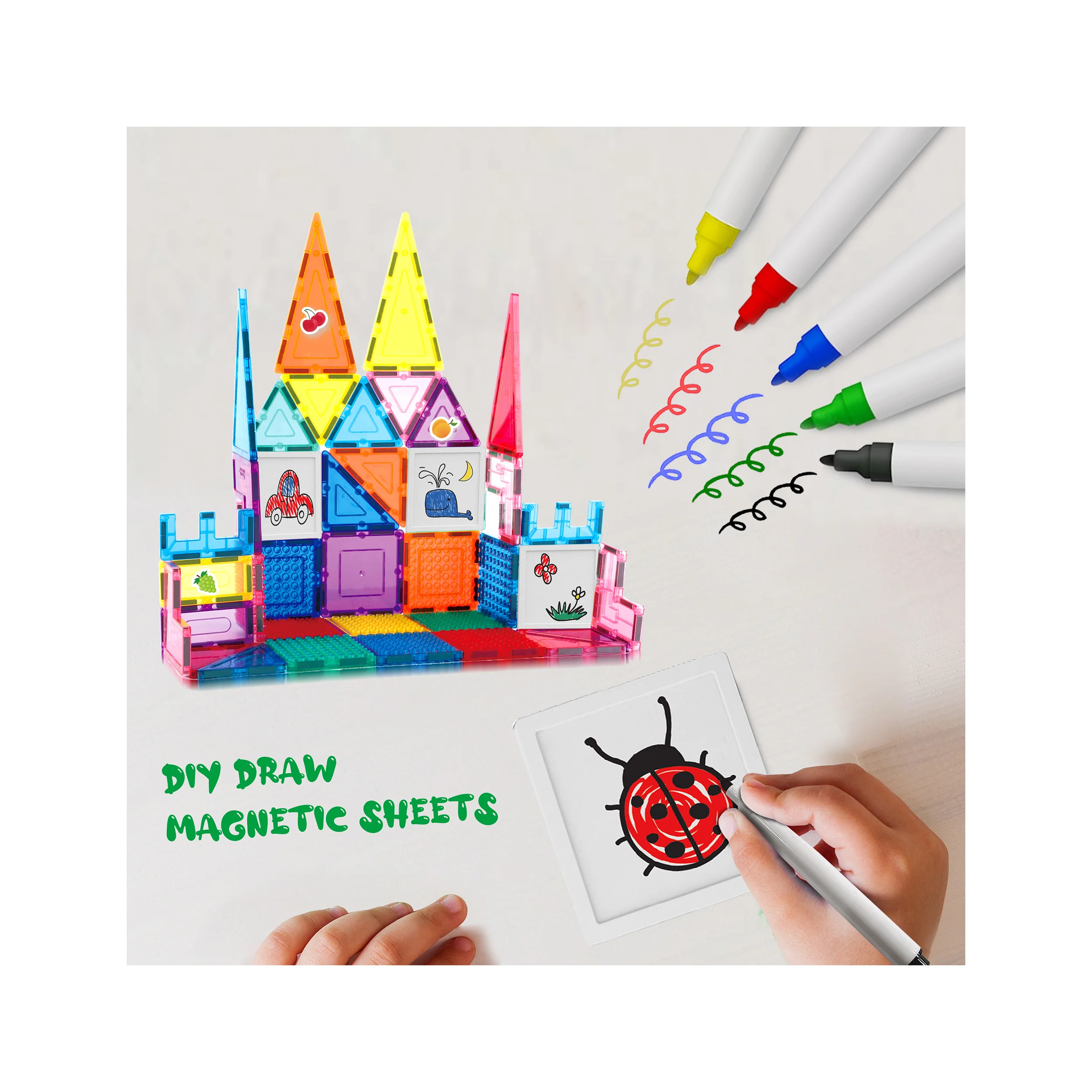 PicassoTiles 350pc Mega Magnetic Tile Builder Set - Image 8