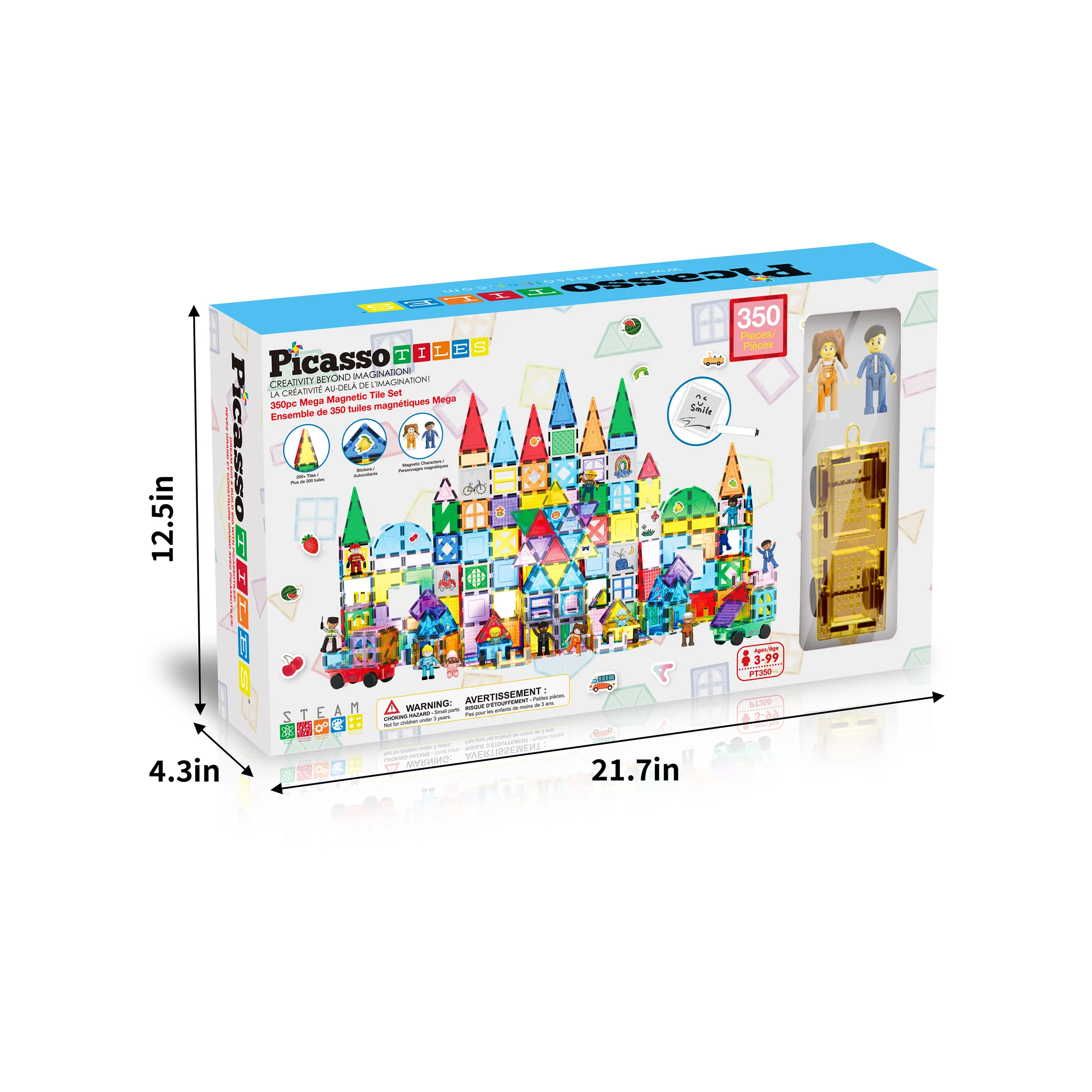 PicassoTiles 350pc Mega Magnetic Tile Builder Set - Image 9