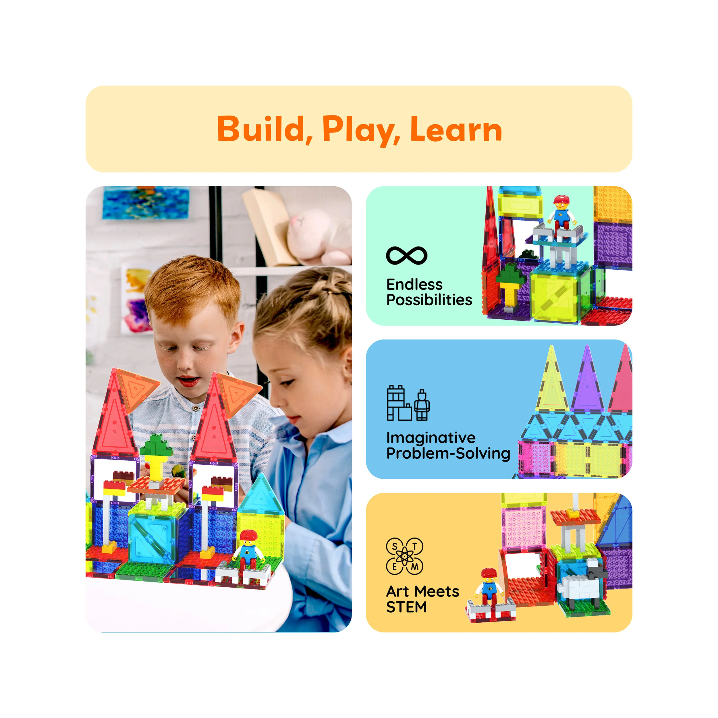 PicassoTiles Magnetic Brick and Tile Combo Set (353 Pieces) - Image 4