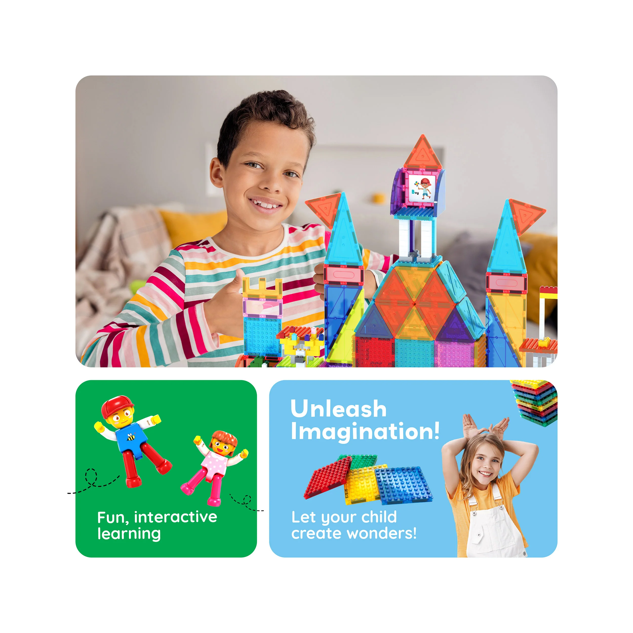 PicassoTiles Magnetic Brick and Tile Combo Set (353 Pieces) - Image 5