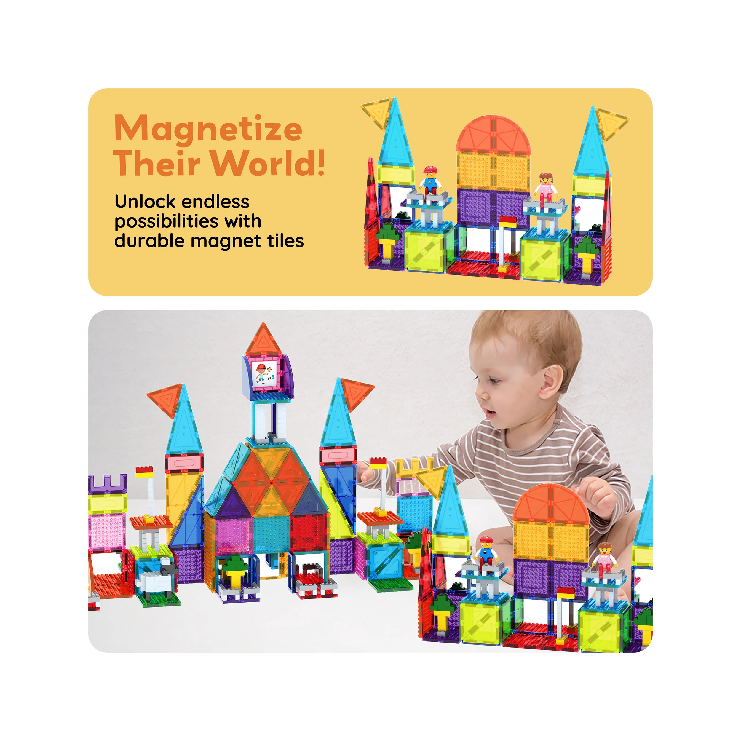 PicassoTiles Magnetic Brick and Tile Combo Set (353 Pieces) - Image 7