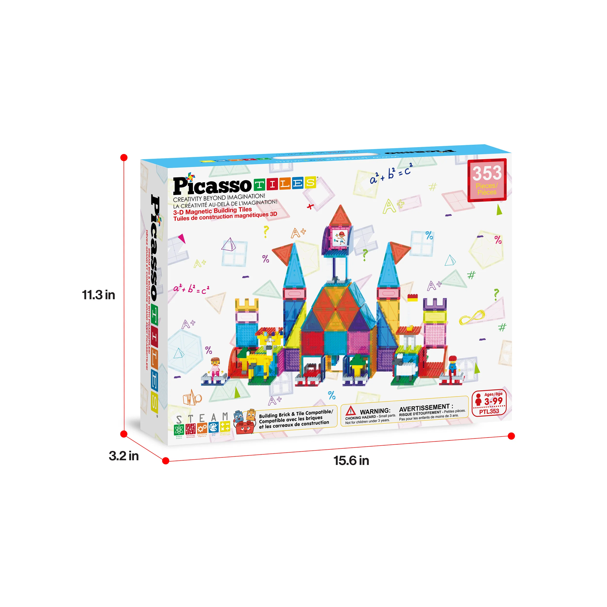 PicassoTiles Magnetic Brick and Tile Combo Set (353 Pieces) - Image 9
