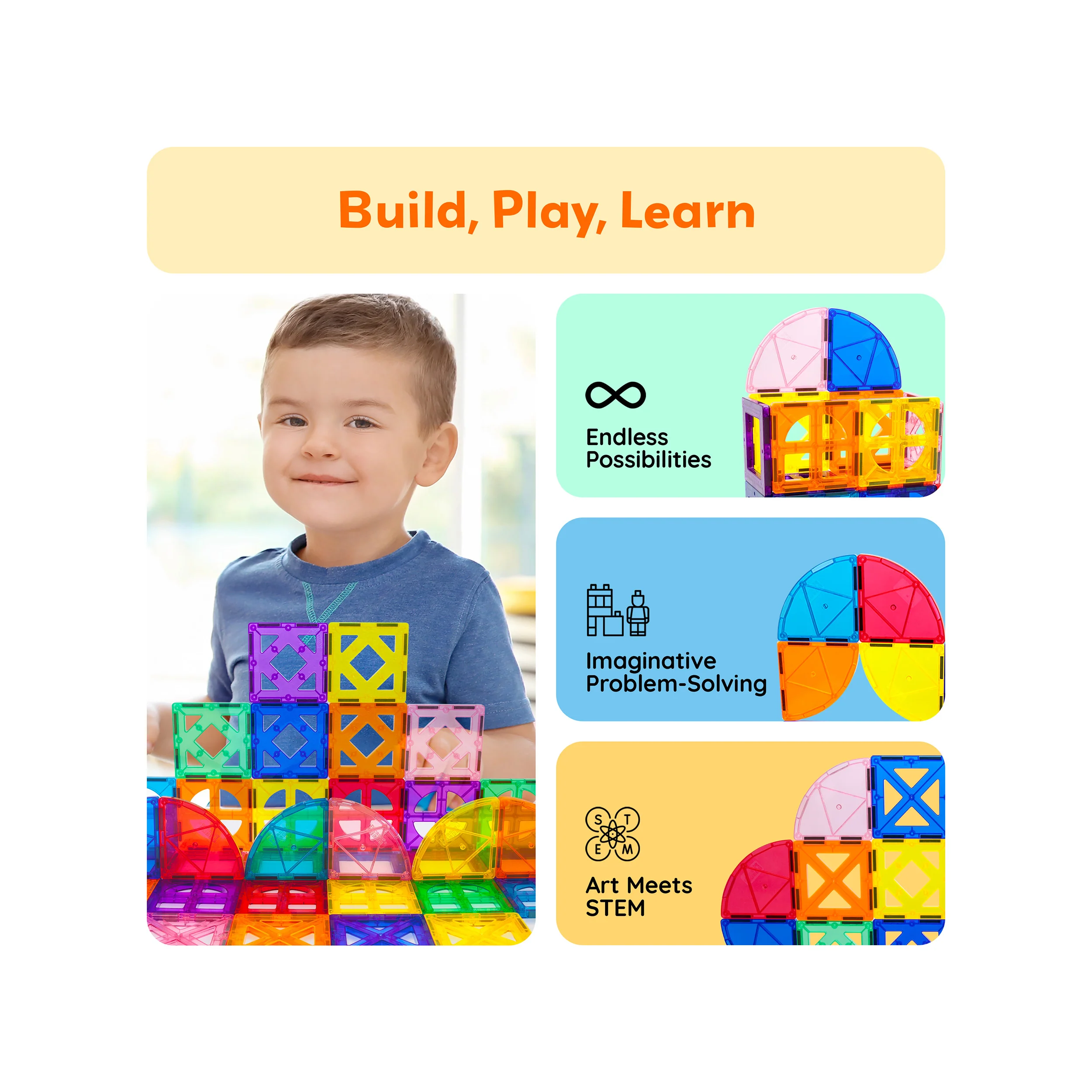 PicassoTiles Magnetic Tiles Quarter Round & Window Building Set (36 Pieces) - Image 4