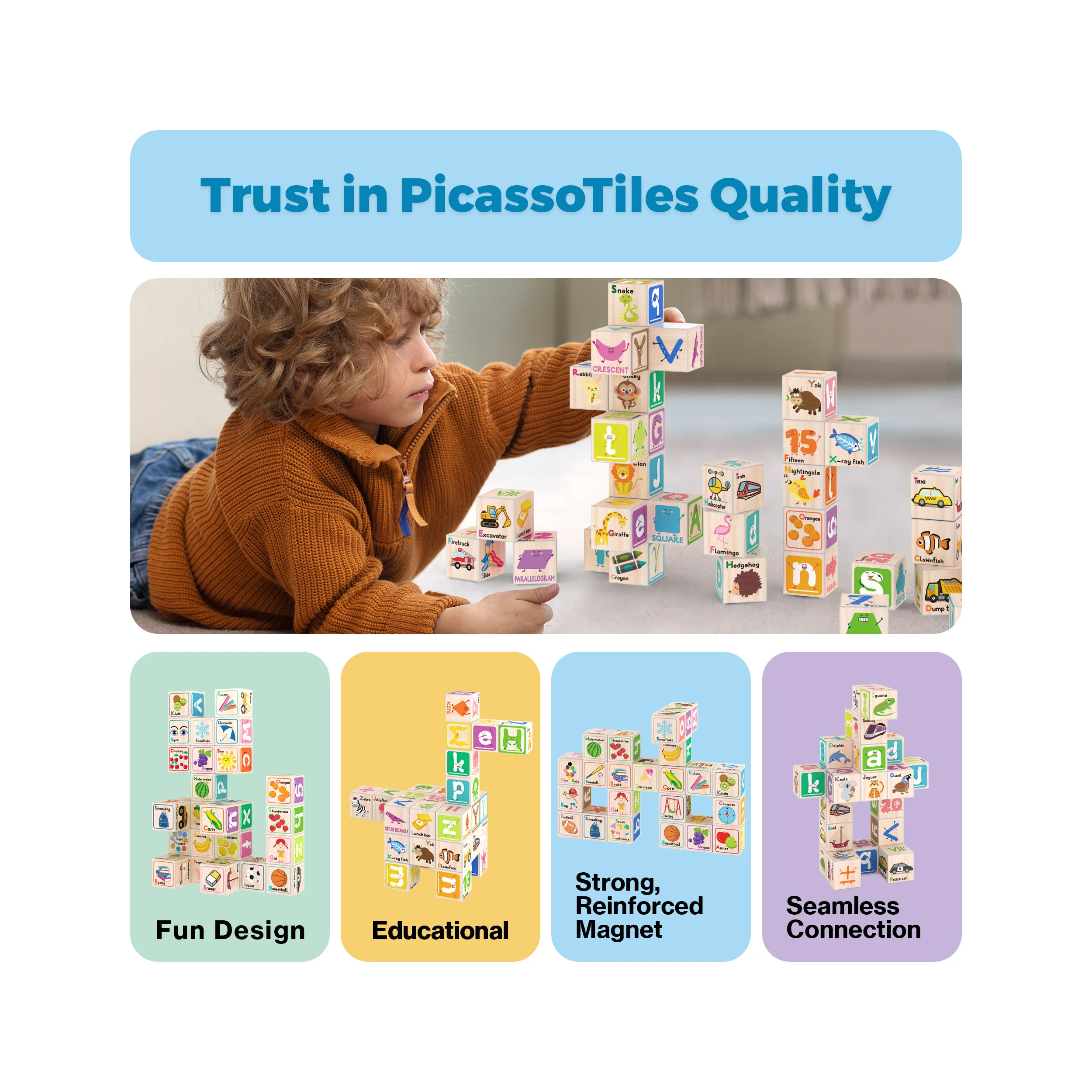 PicassoTiles Magnetic Alphabet and Number Building Blocks - Image 8