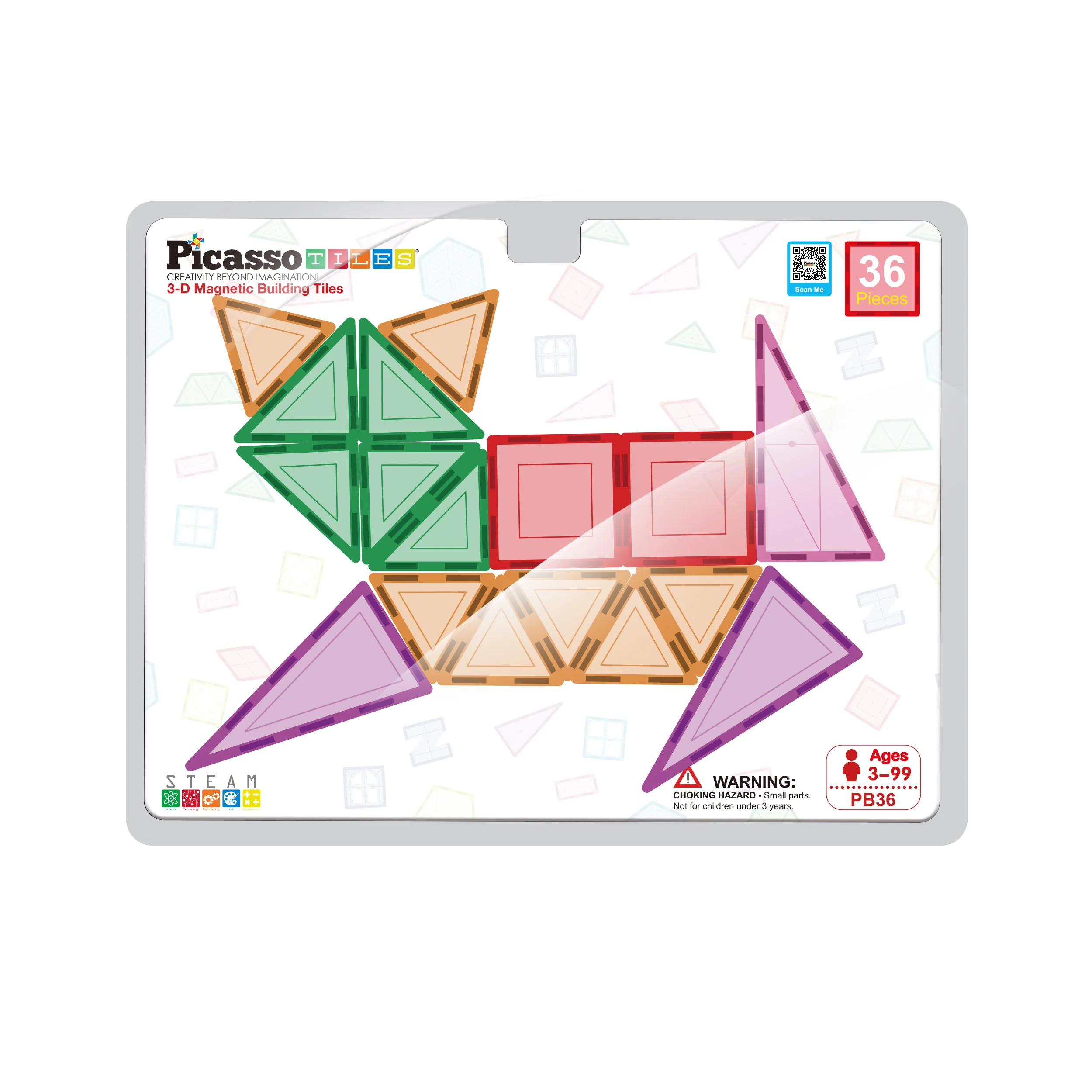 PicassoTiles 36pc Magnetic Tile Starter Building Set (36 Pieces) - Image 3