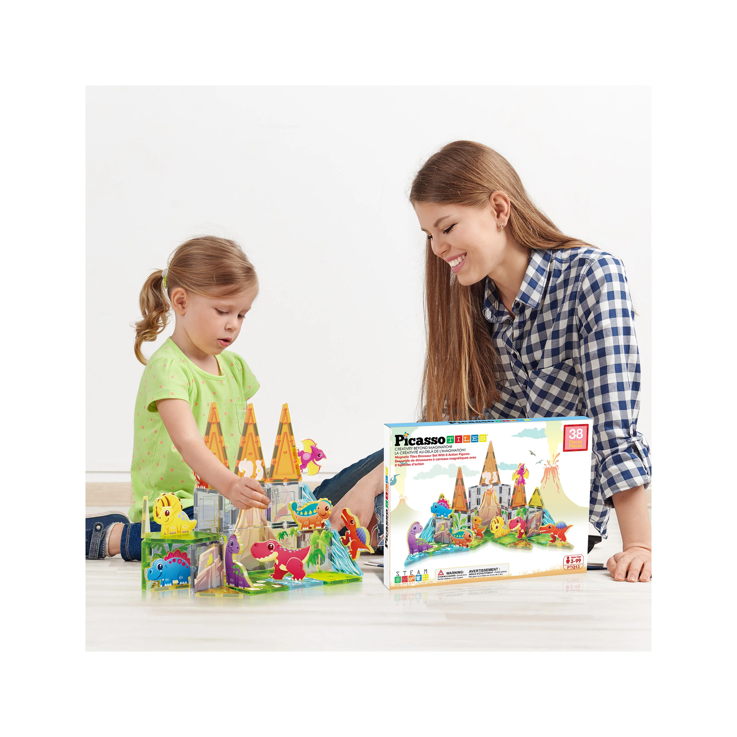 PicassoTiles Dino World Magnetic Tiles Adventure Set - 38 Pieces - Image 2