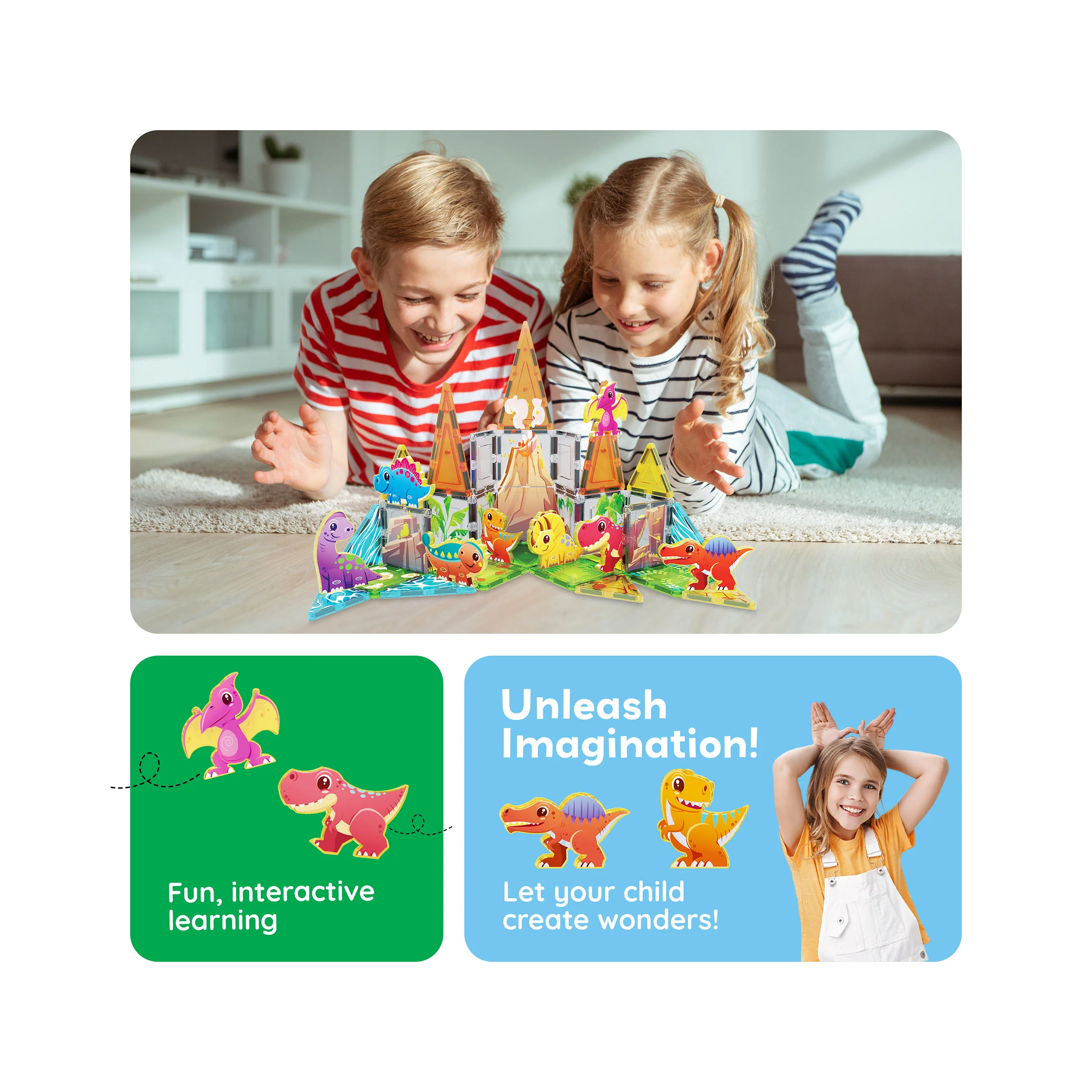 PicassoTiles Dino World Magnetic Tiles Adventure Set - 38 Pieces - Image 5