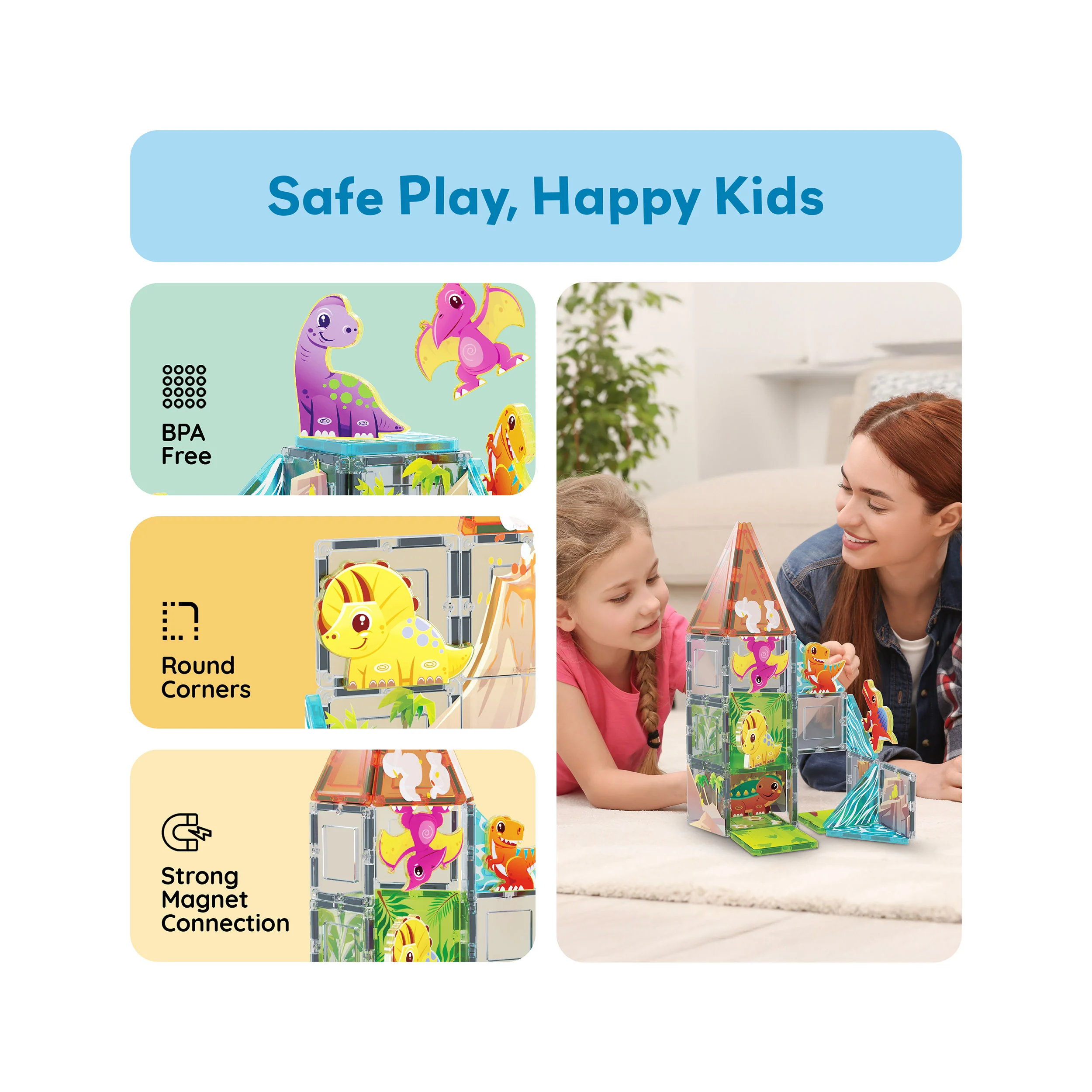 PicassoTiles Dino World Magnetic Tiles Adventure Set - 38 Pieces - Image 6