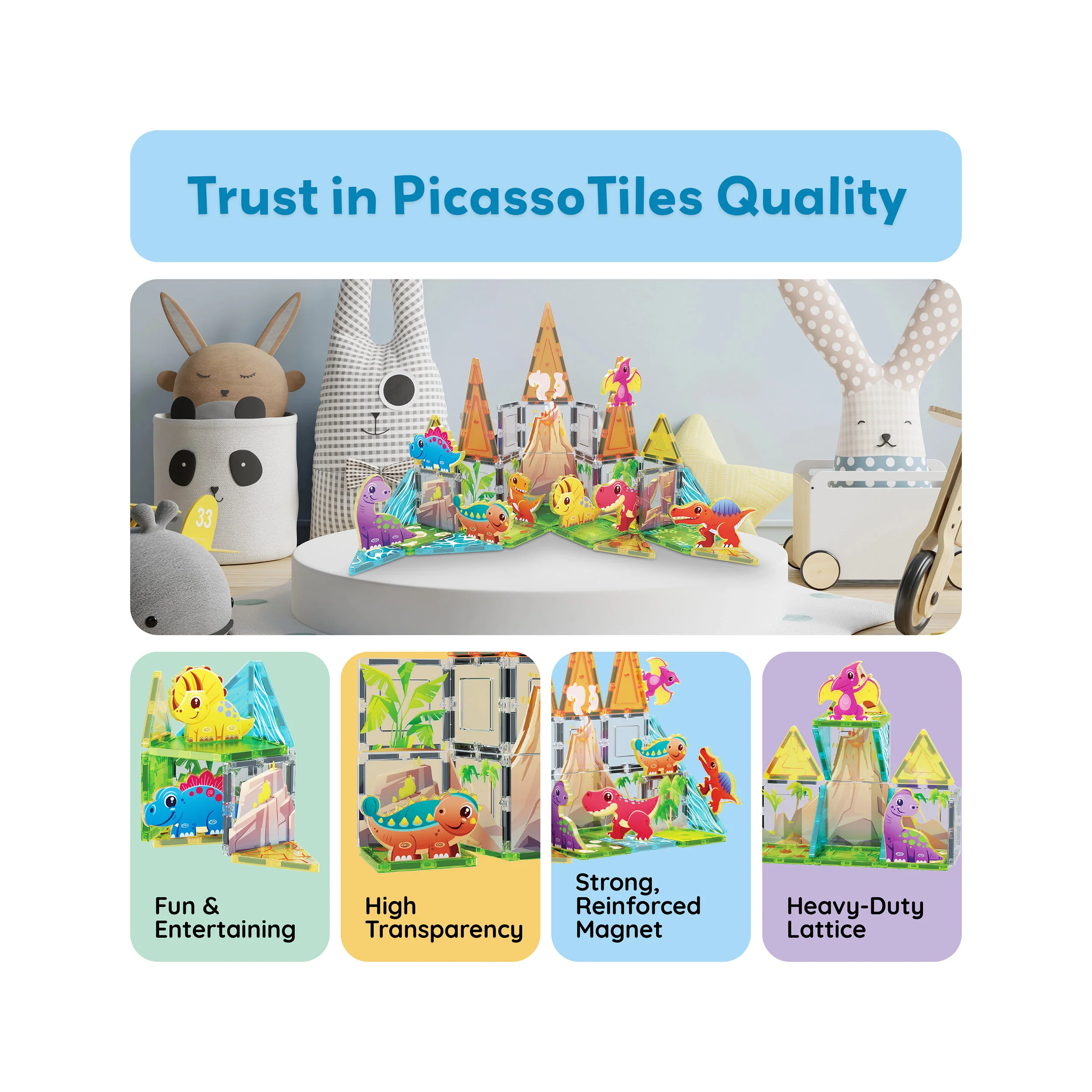 PicassoTiles Dino World Magnetic Tiles Adventure Set - 38 Pieces - Image 8