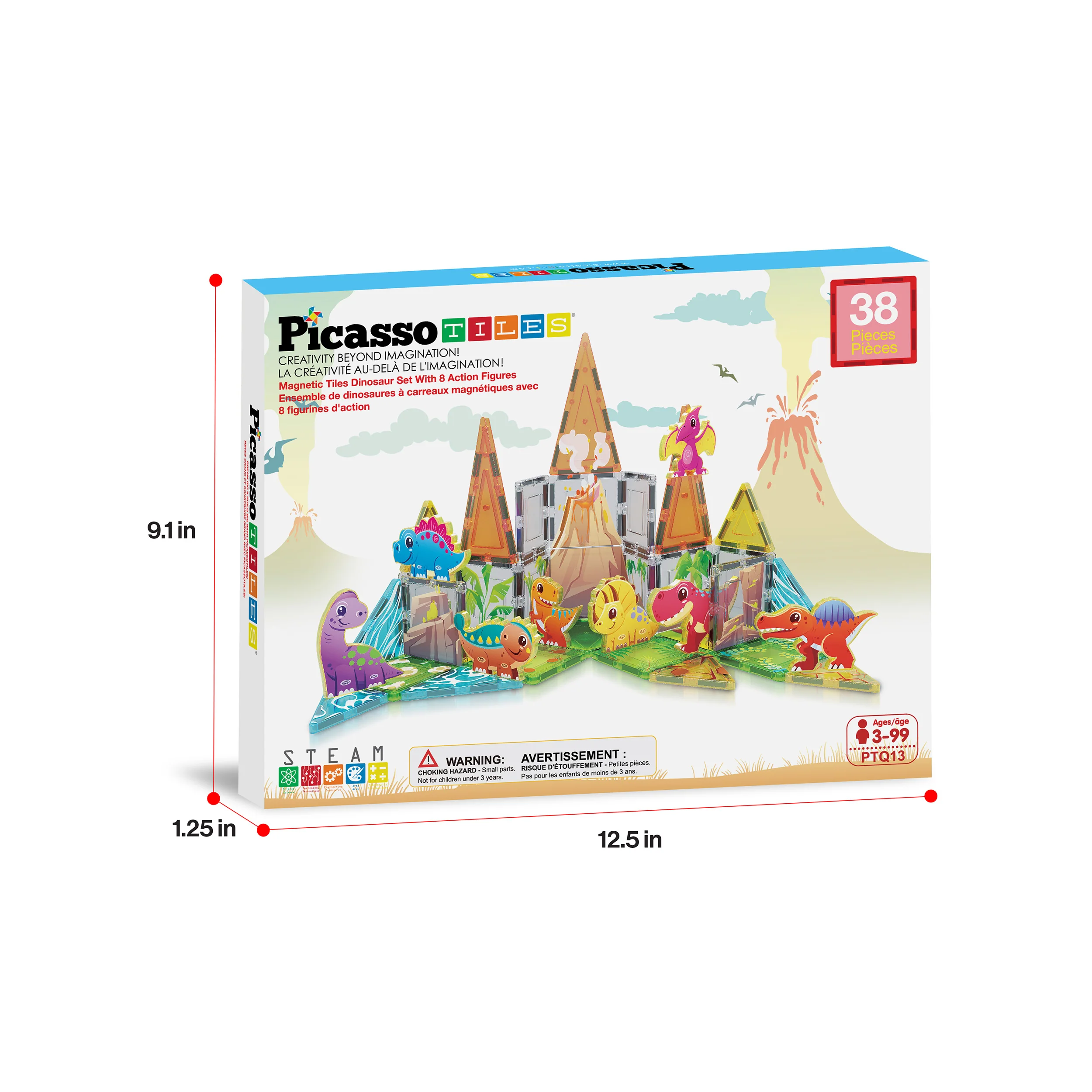 PicassoTiles Dino World Magnetic Tiles Adventure Set - 38 Pieces - Image 9