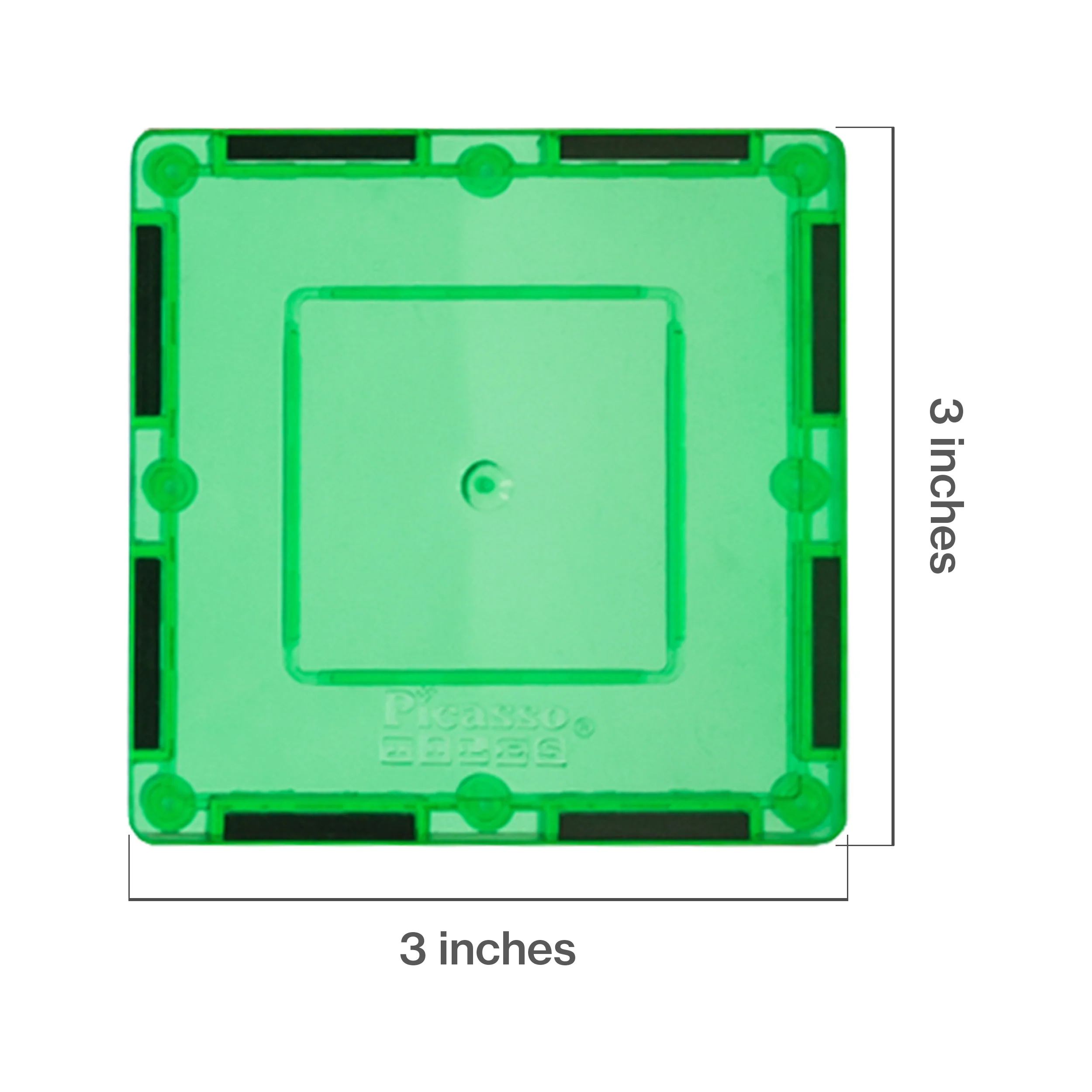 PicassoTiles 4pc Green Magnetic Tile Square Pick‑A‑Part Set - Image 2