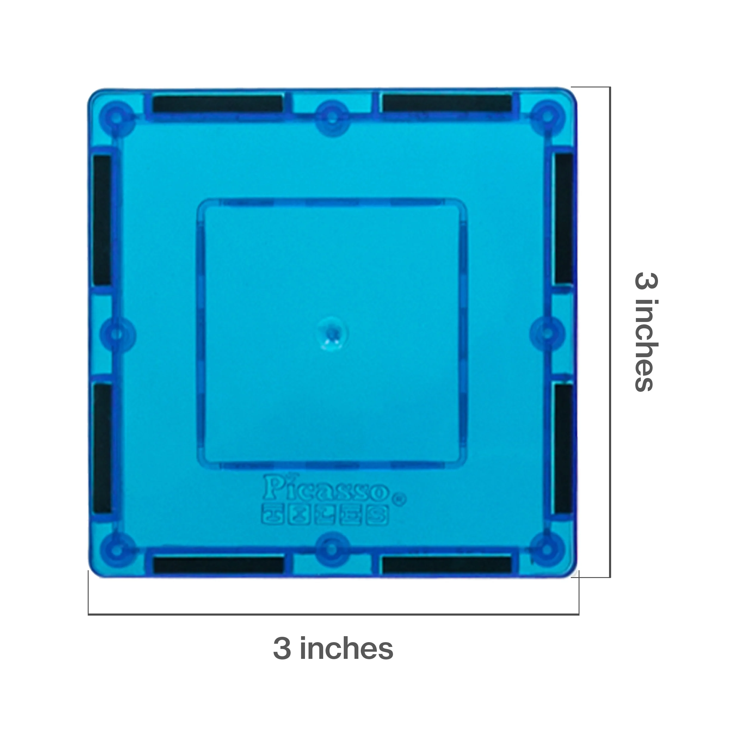 PicassoTiles Light Blue Square Magnetic 3x3 Tiles Pick-A-Part Set (4 Pieces) - Image 2