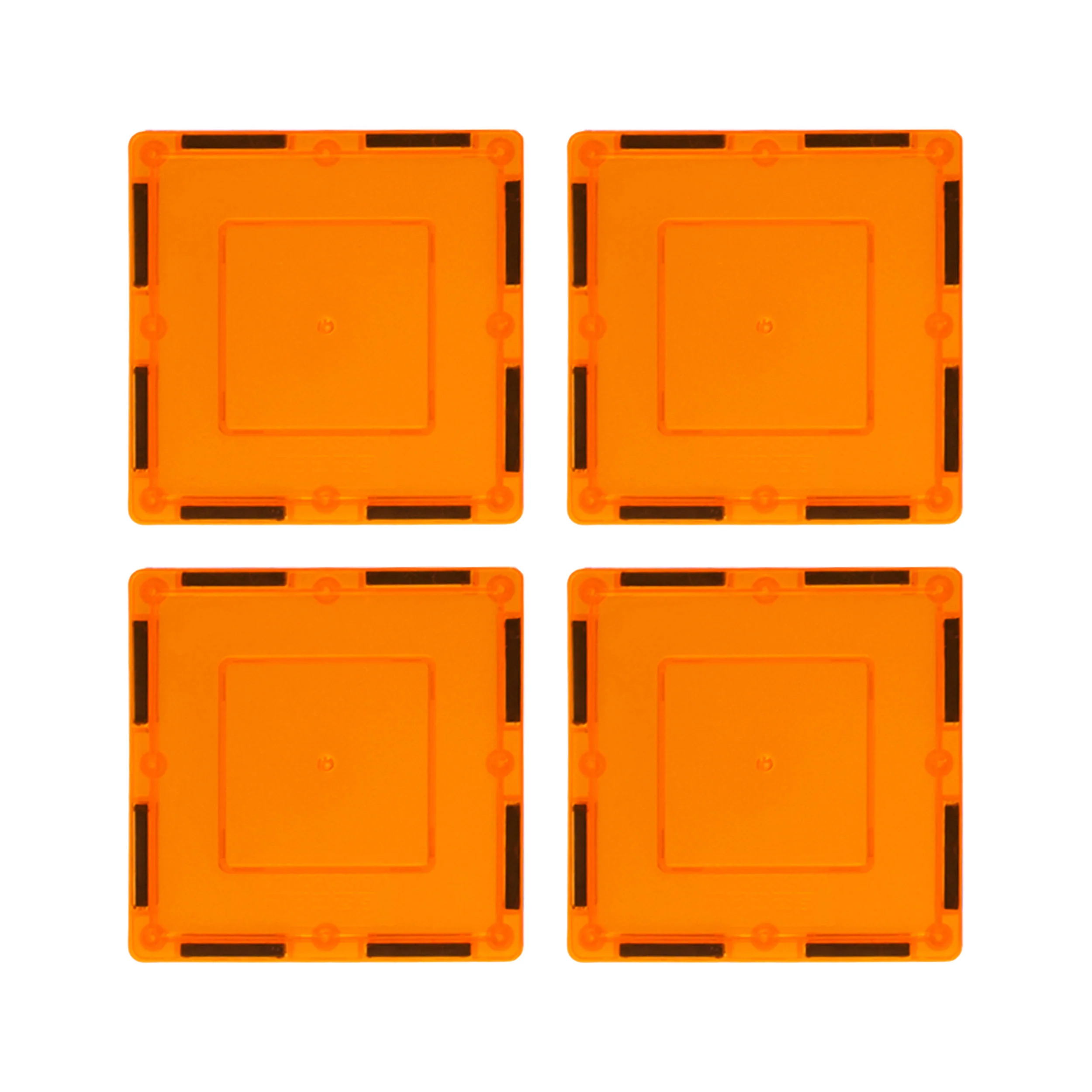 PicassoTiles 4pc Orange Magnetic Tile Square Pick-A-Part Set