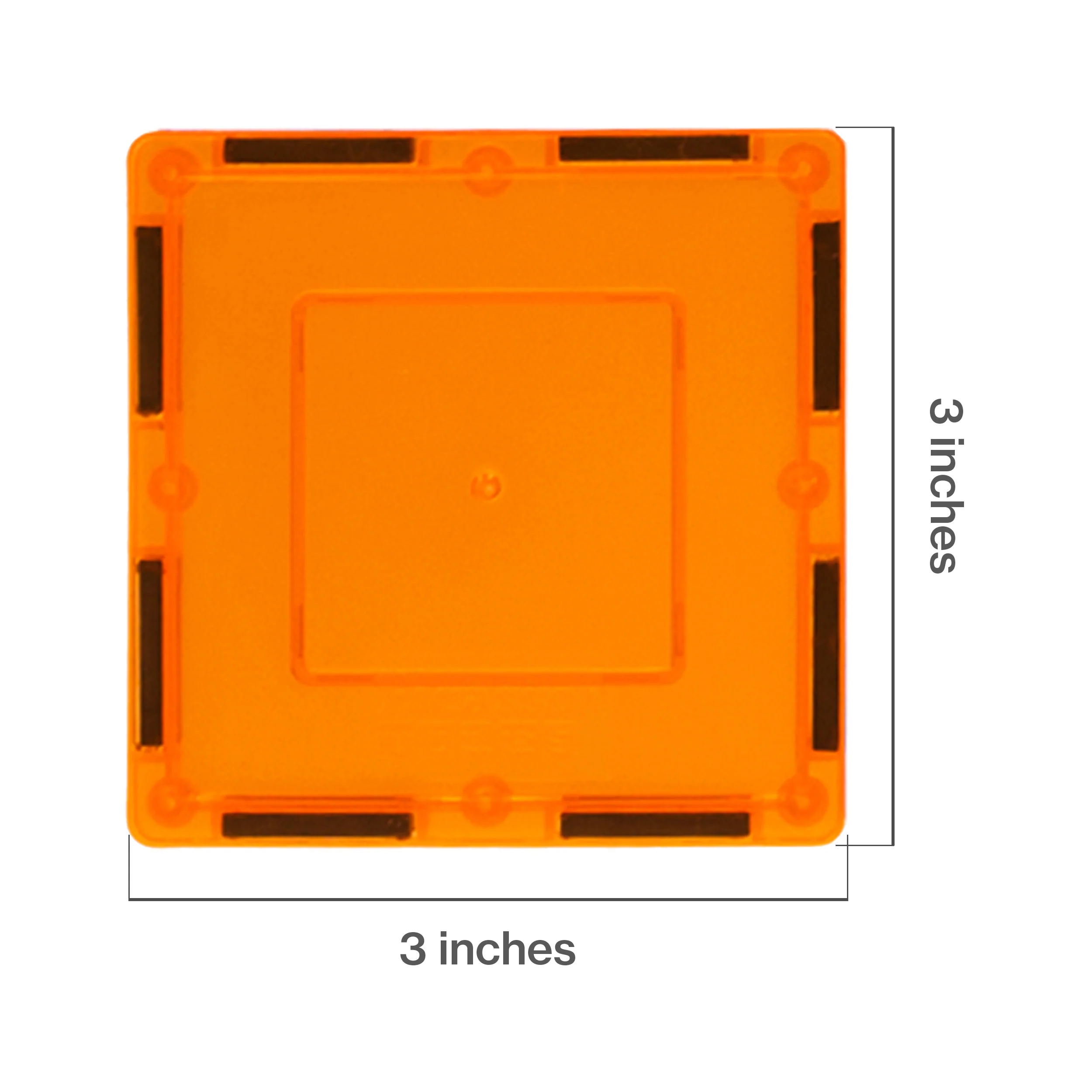 PicassoTiles 4pc Orange Magnetic Tile Square Pick-A-Part Set - Image 2