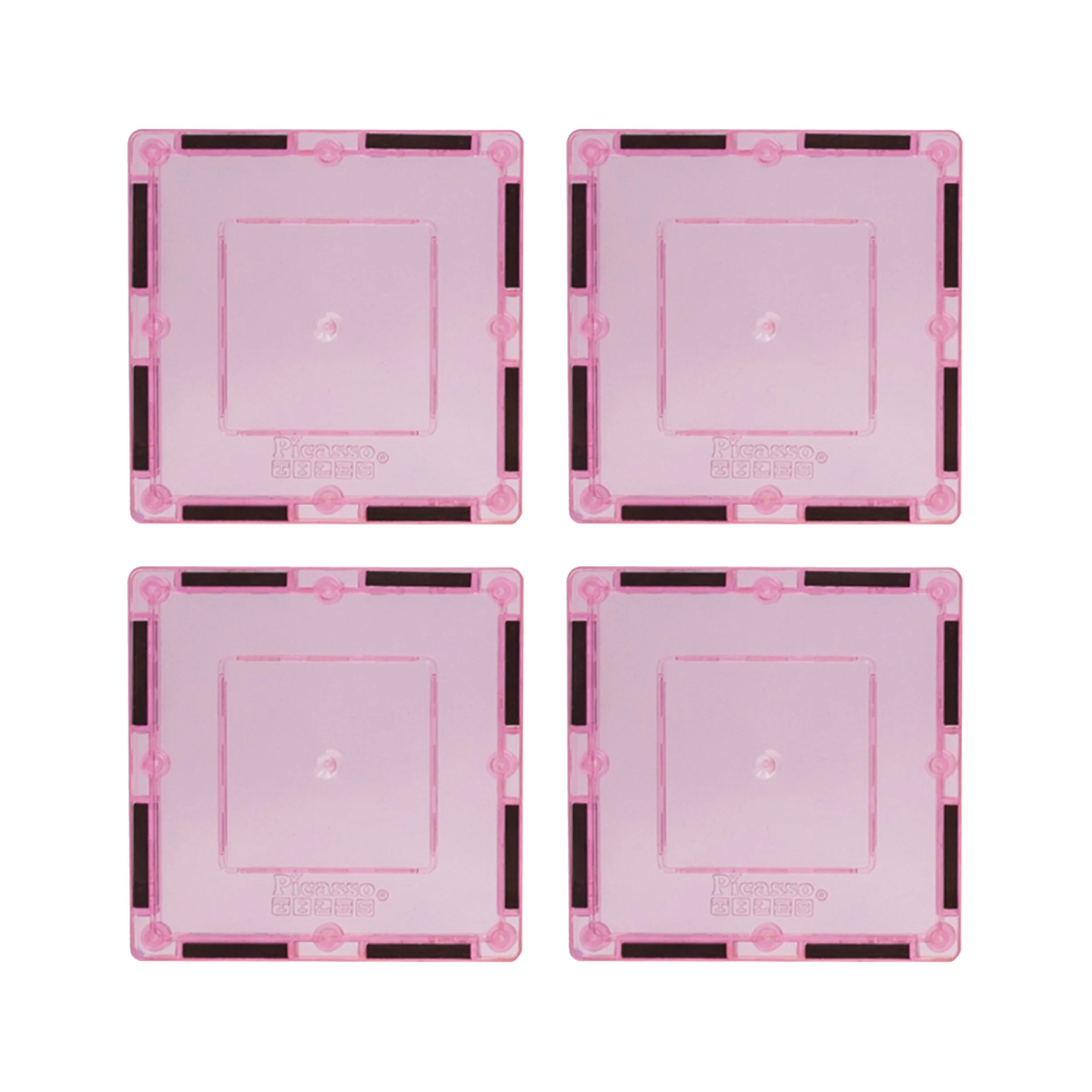 PicassoTiles 4pc Pink Magnetic Tile Square Pick-A-Part Set
