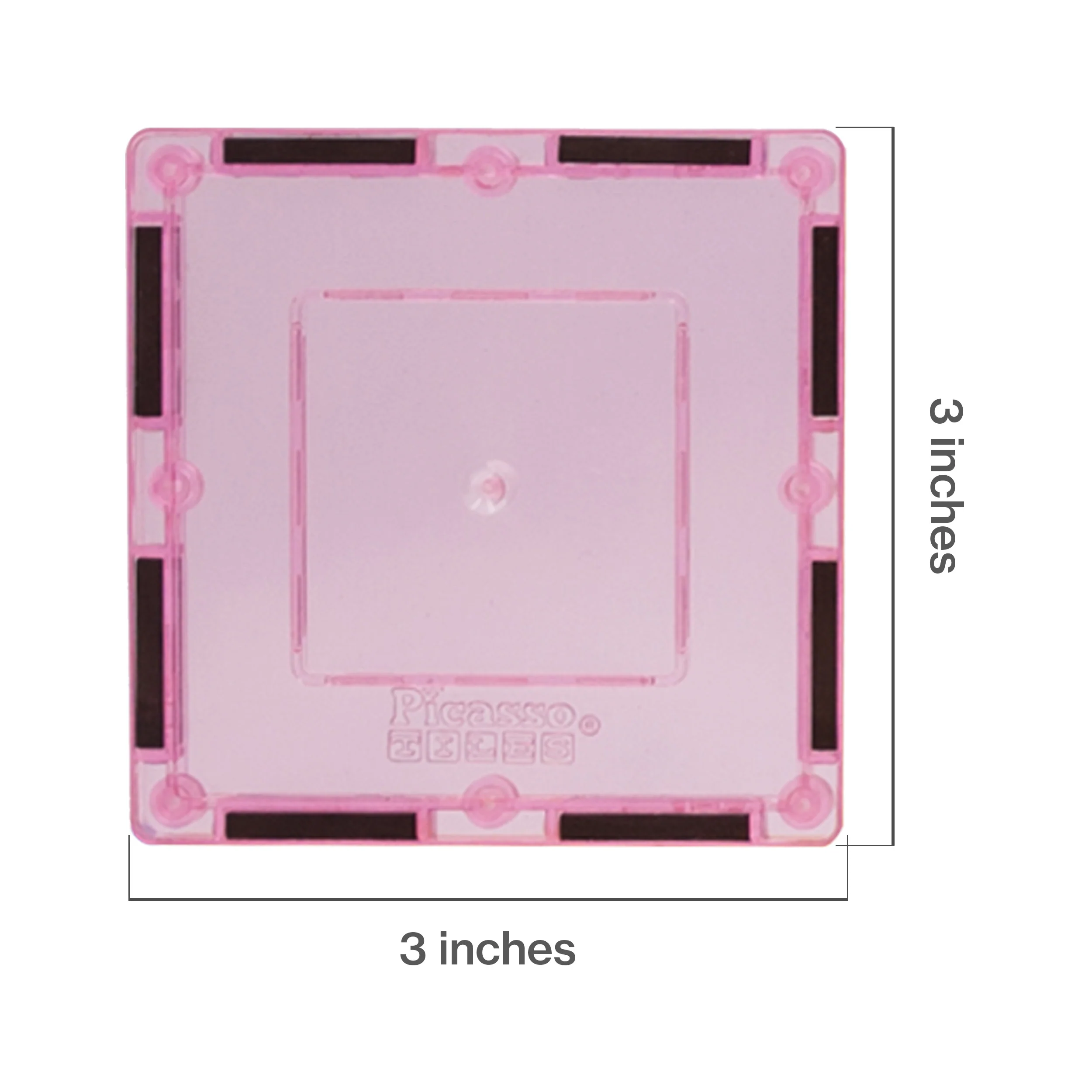 PicassoTiles 4pc Pink Magnetic Tile Square Pick-A-Part Set - Image 2