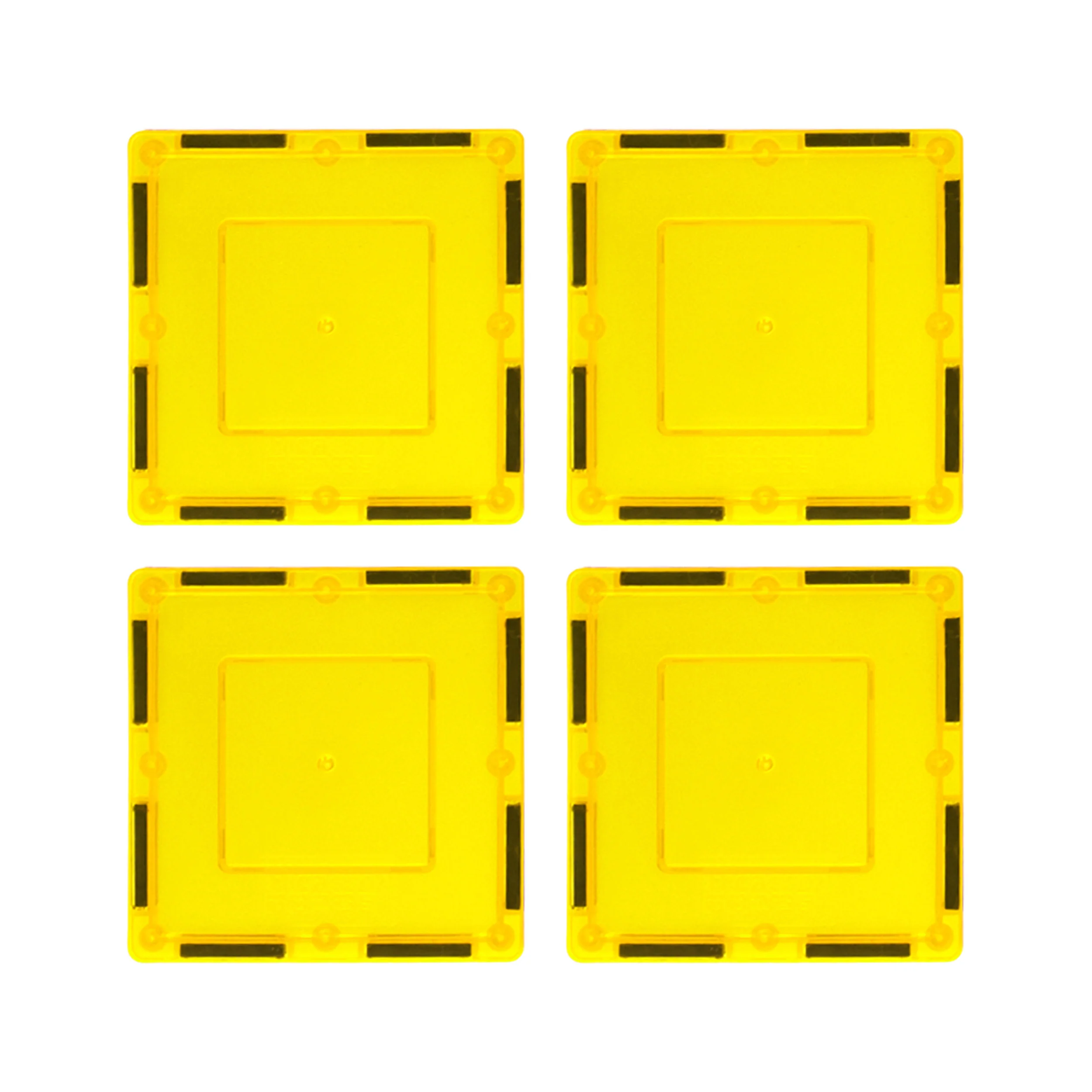 PicassoTiles 4pc Yellow Magnetic Tile Square Pick-A-Part Set