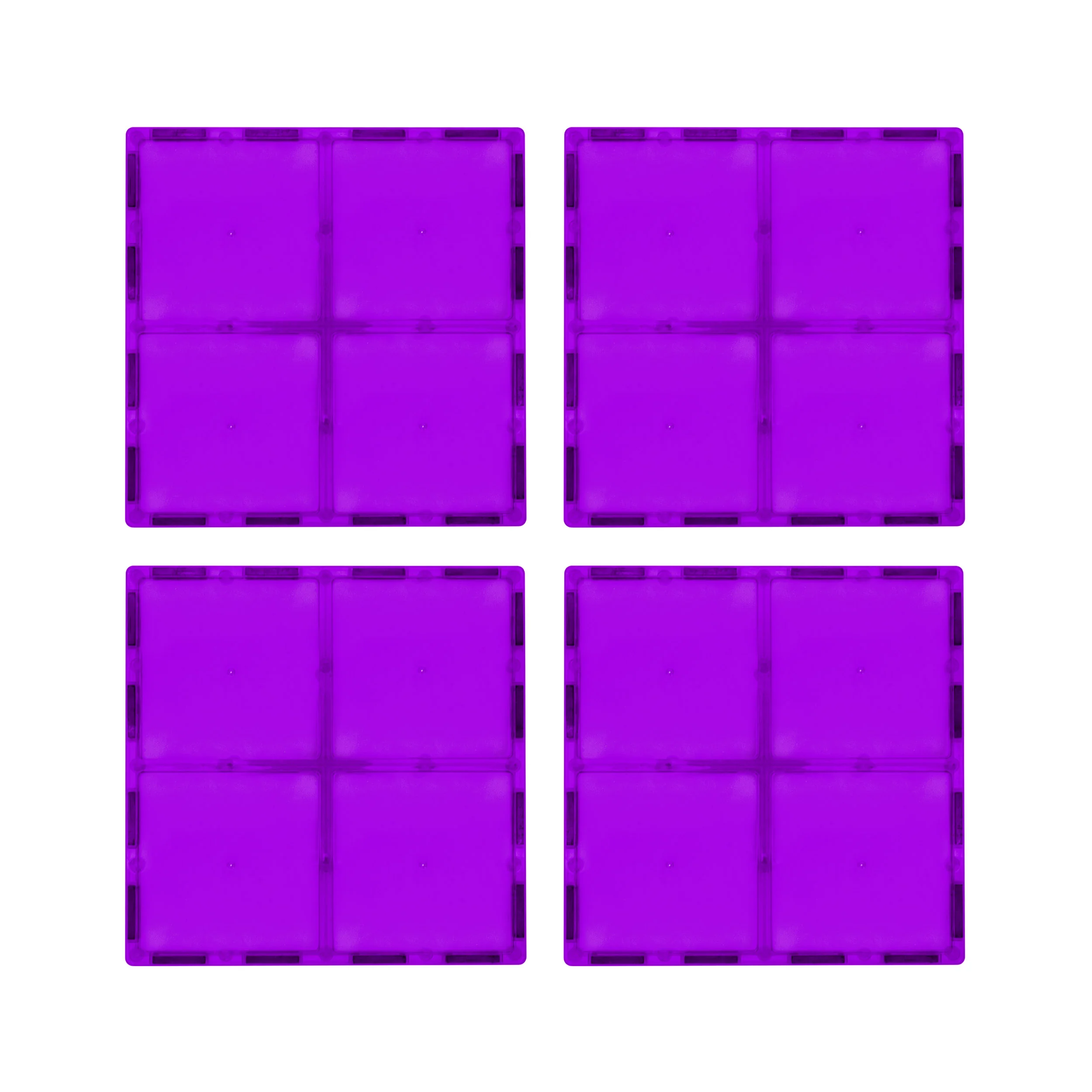 PicassoTiles 4 Piece 6" x 6" Purple Square Magnetic Tiles
