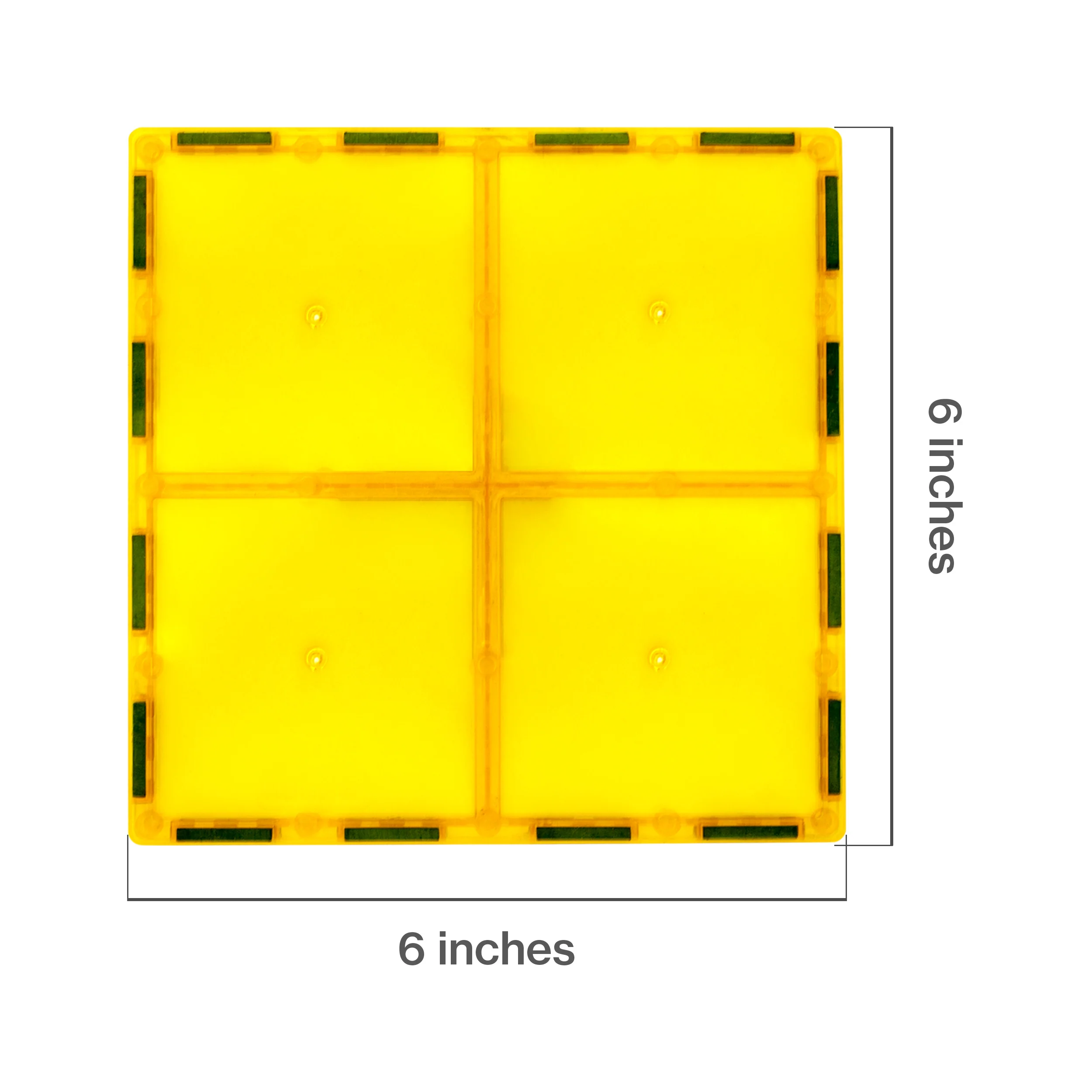 PicassoTiles 4 Piece 6" x 6" Yellow Square Magnetic Tiles - Image 2