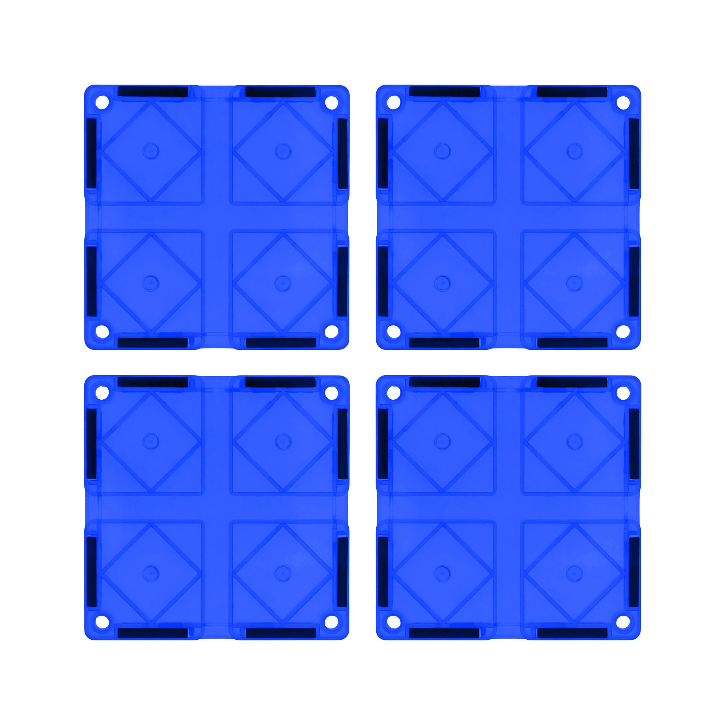 PicassoTiles 4 Piece Blue Race Car Track Short Magnetic Tiles