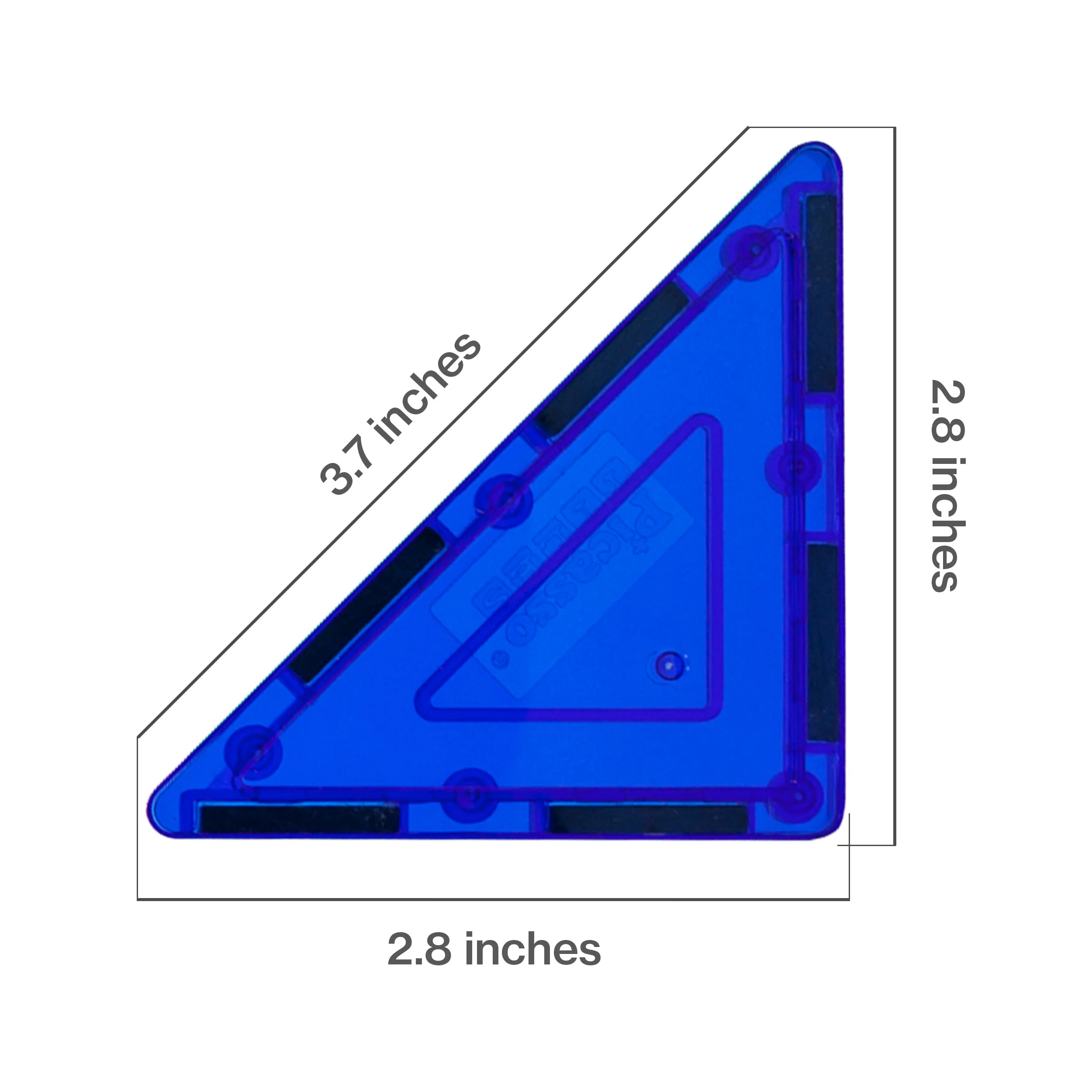 PicassoTiles 4 Piece Blue Right Triangle Magnetic Tiles - Image 2