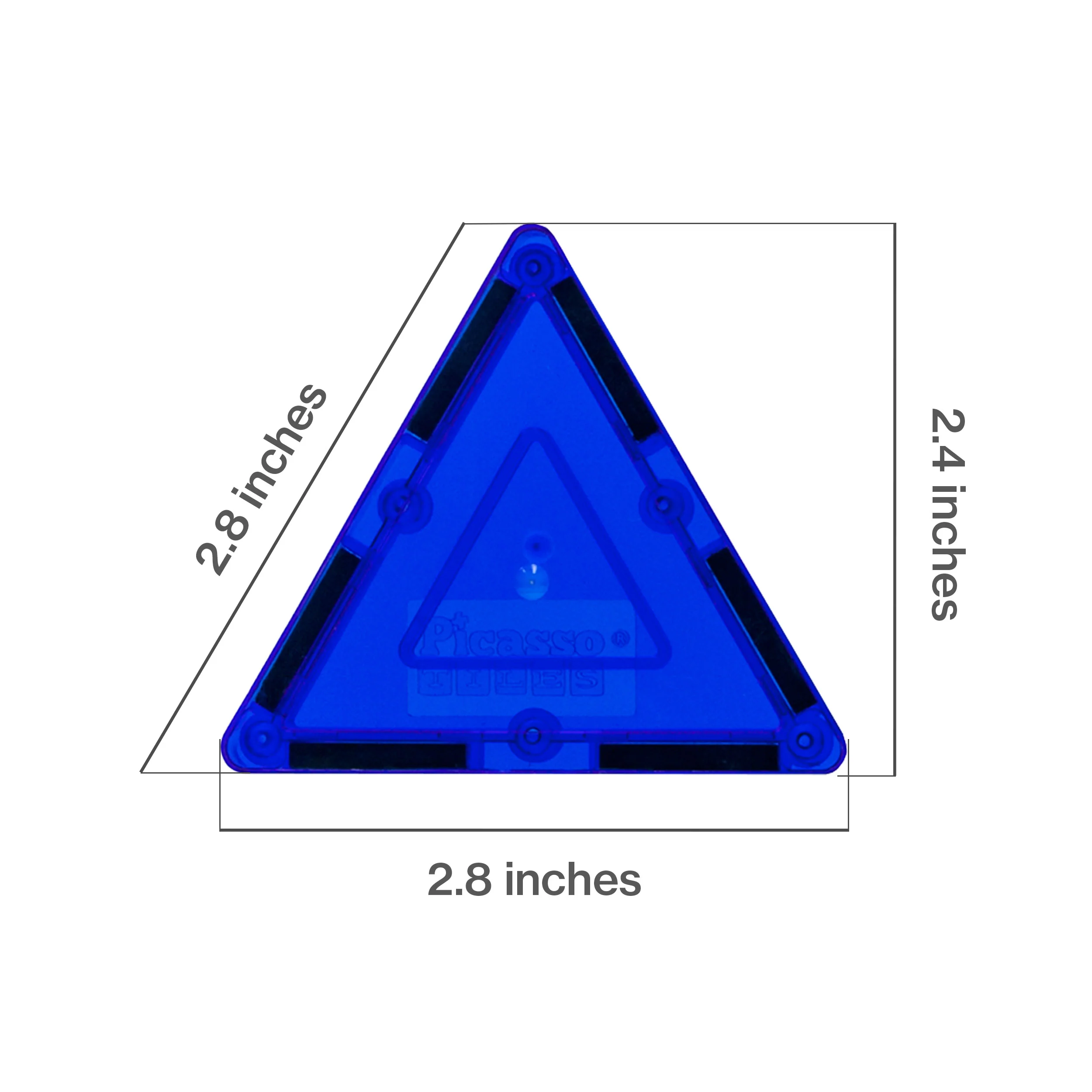 PicassoTiles 4 Piece Blue Small Triangle Magnetic Tiles - Image 2