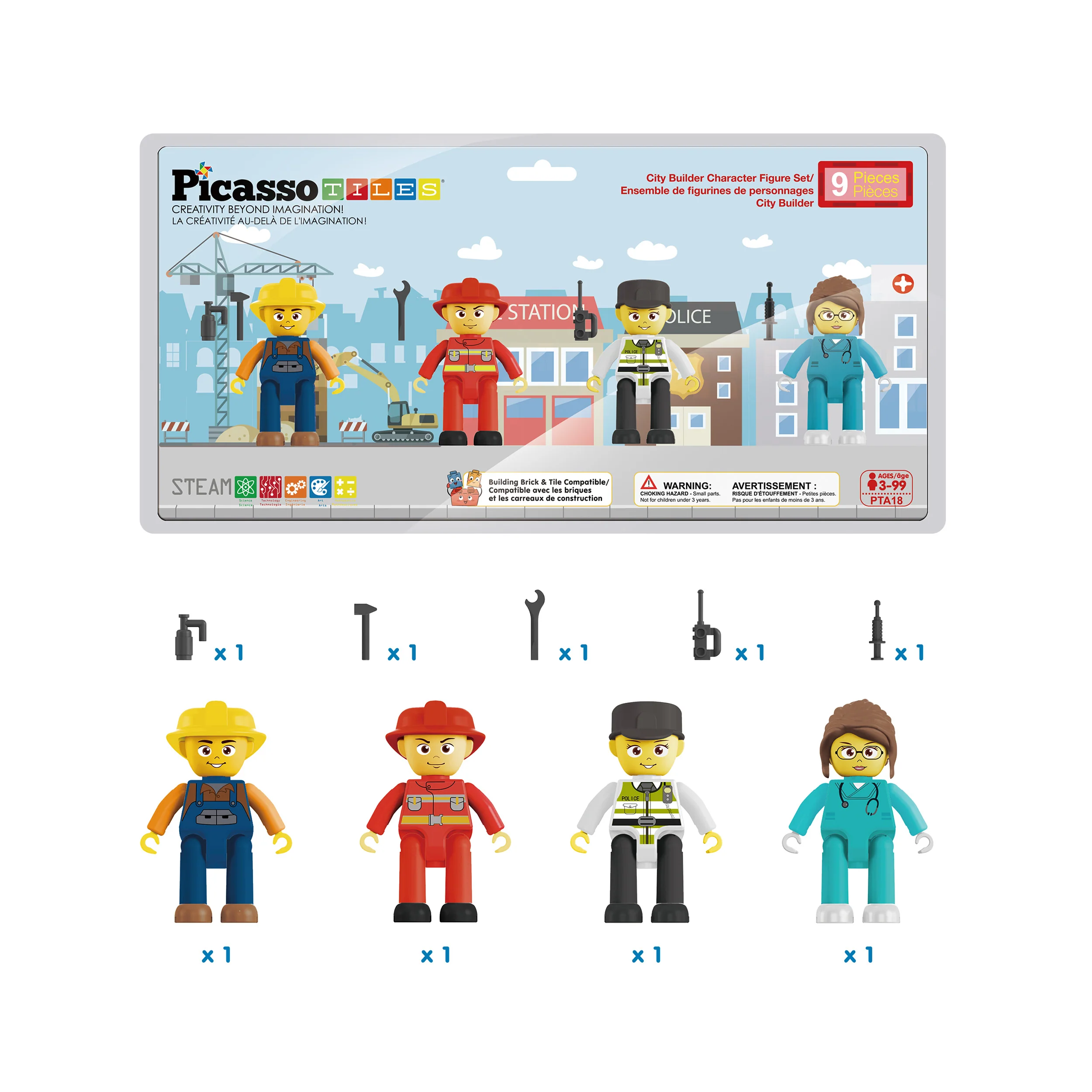 PicassoTiles 4 Piece City Builder Character Figure Set - Image 3