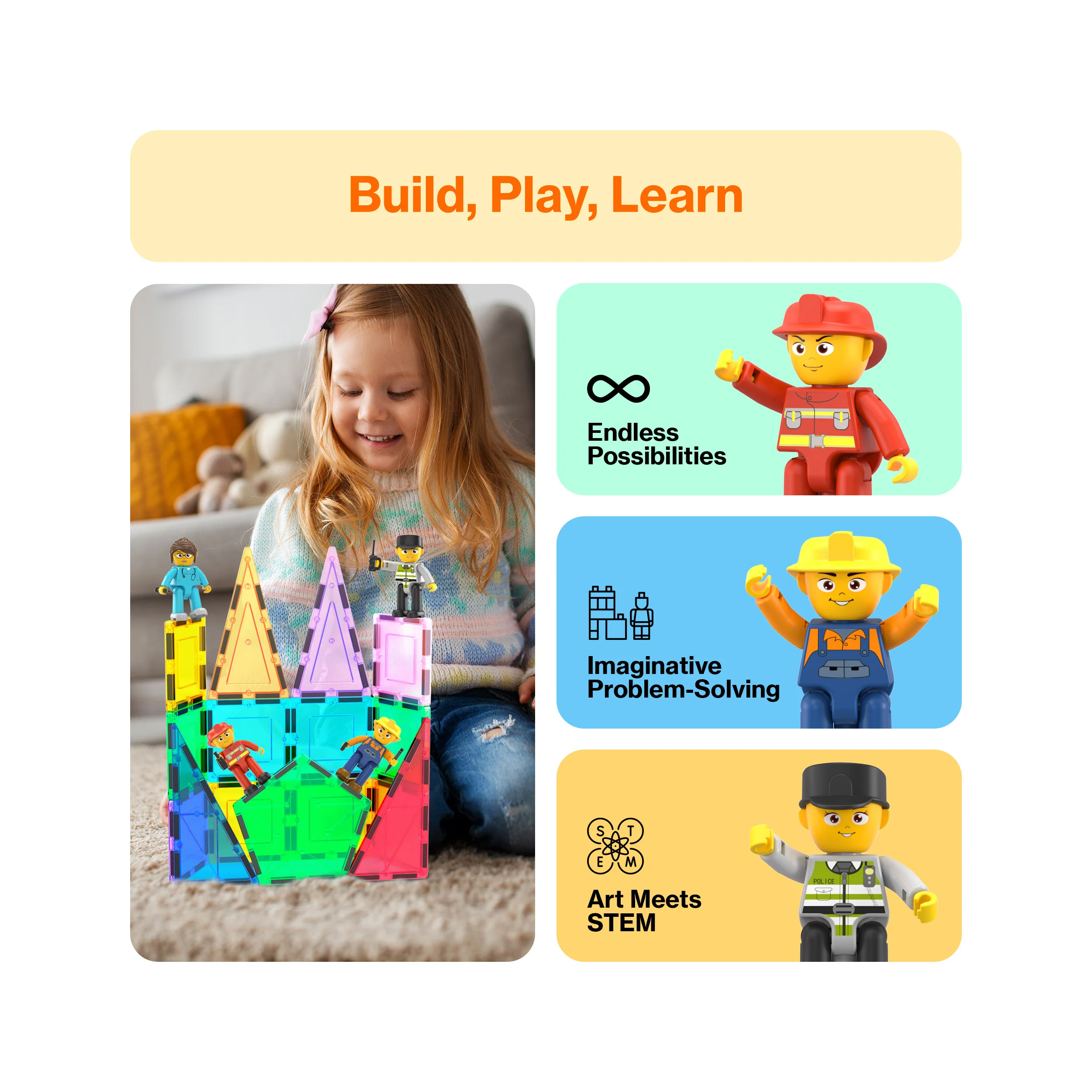 PicassoTiles 4 Piece City Builder Character Figure Set - Image 4