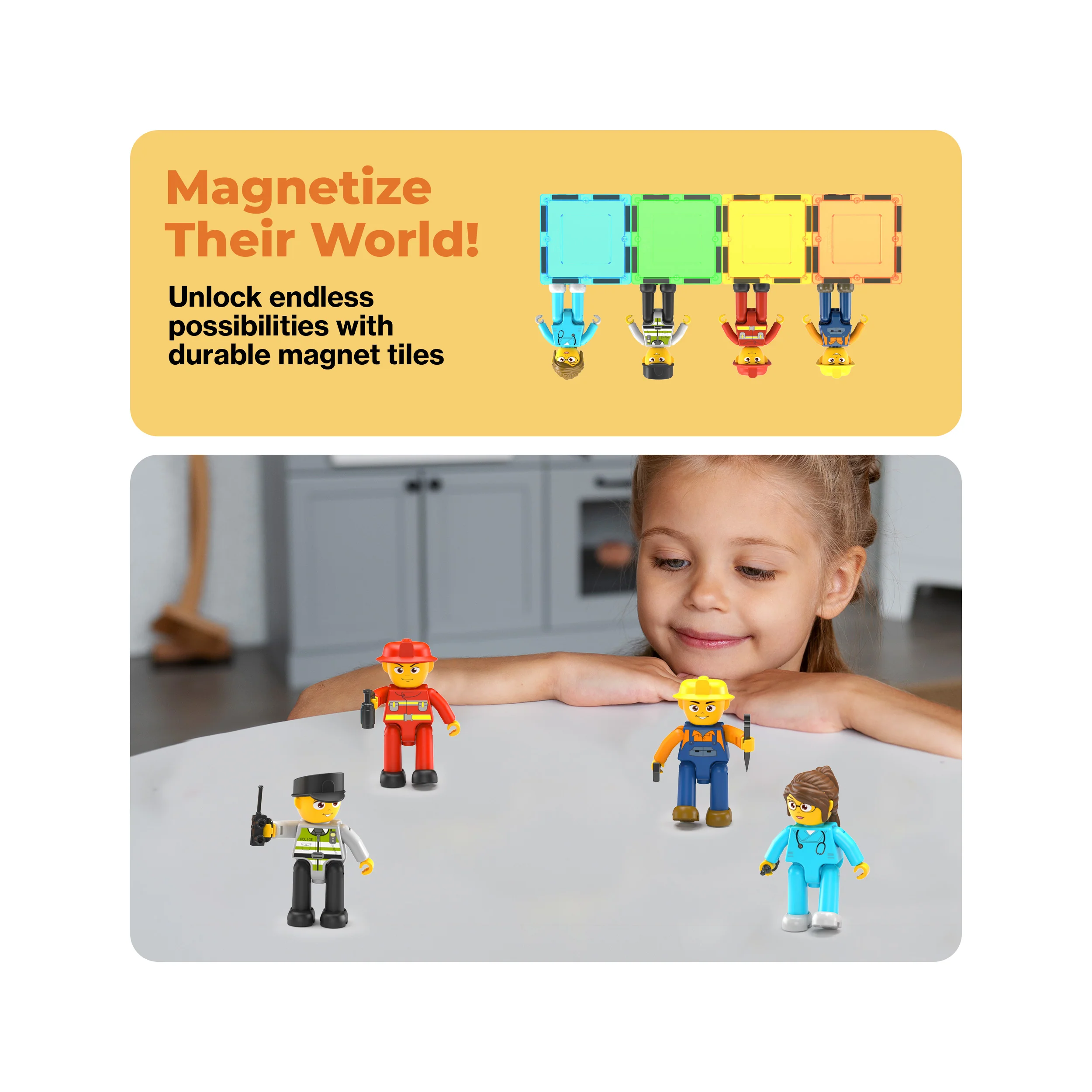 PicassoTiles 4 Piece City Builder Character Figure Set - Image 6