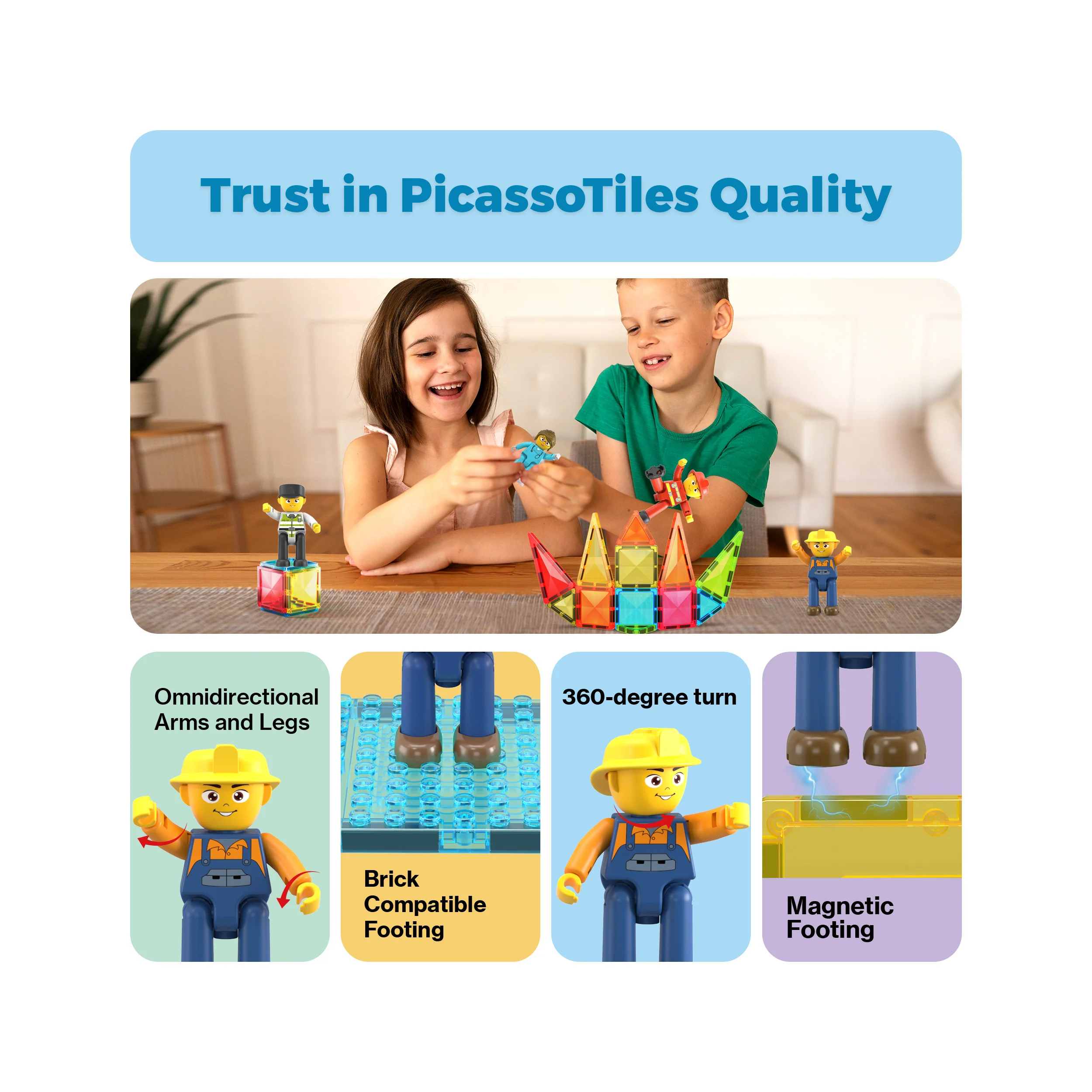 PicassoTiles 4 Piece City Builder Character Figure Set - Image 7