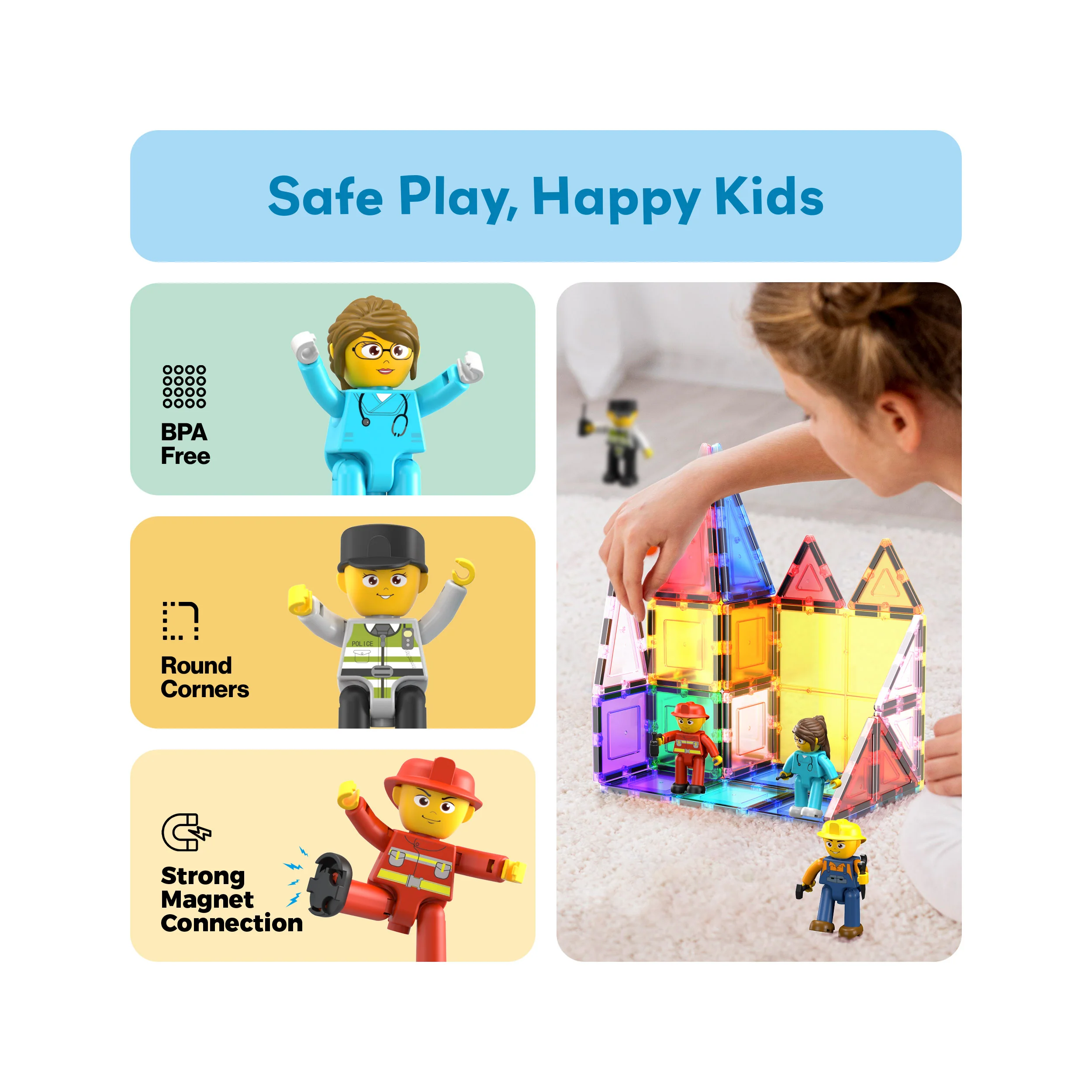 PicassoTiles 4 Piece City Builder Character Figure Set - Image 8