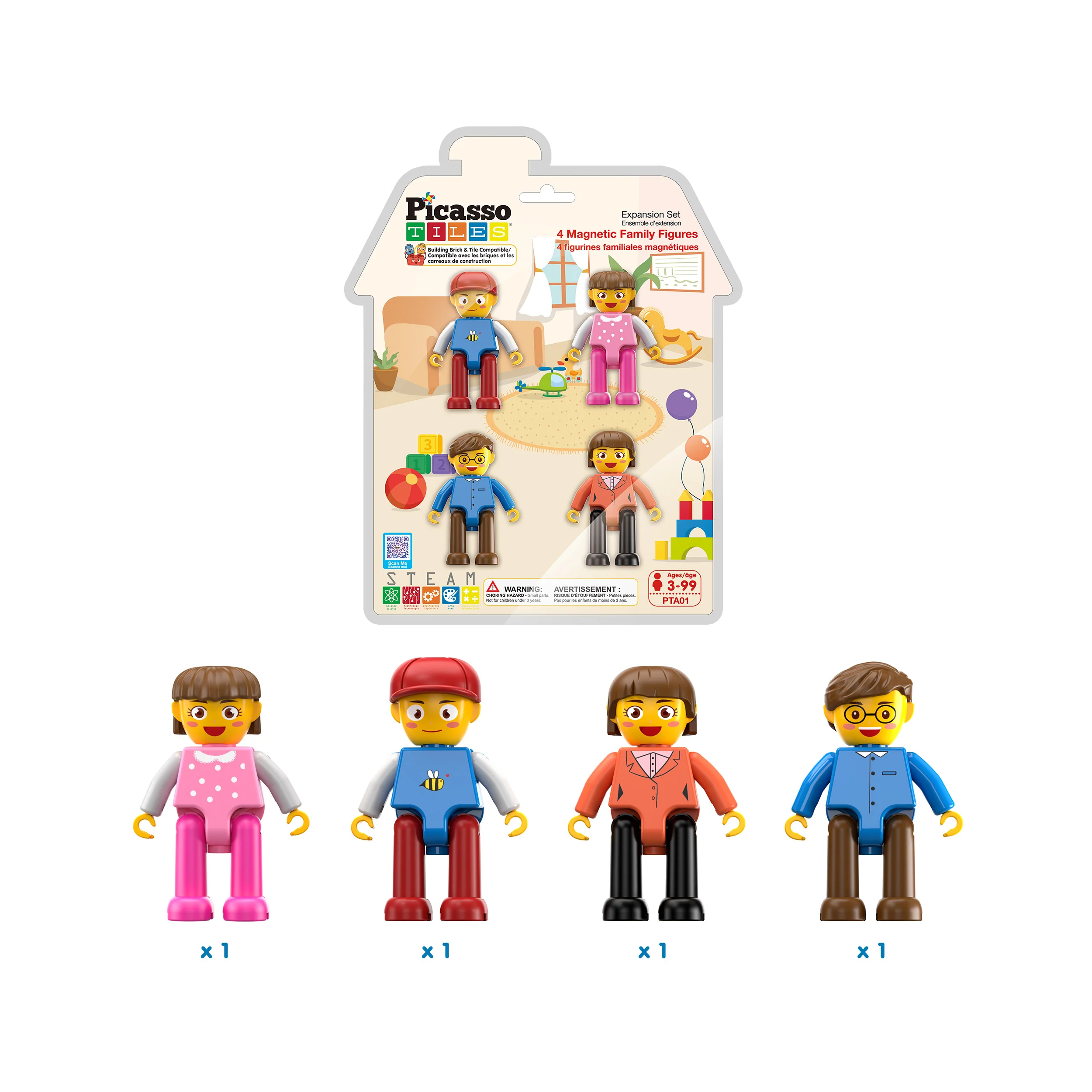 PicassoTiles 4 Piece Family Character People Figure Set - Image 3