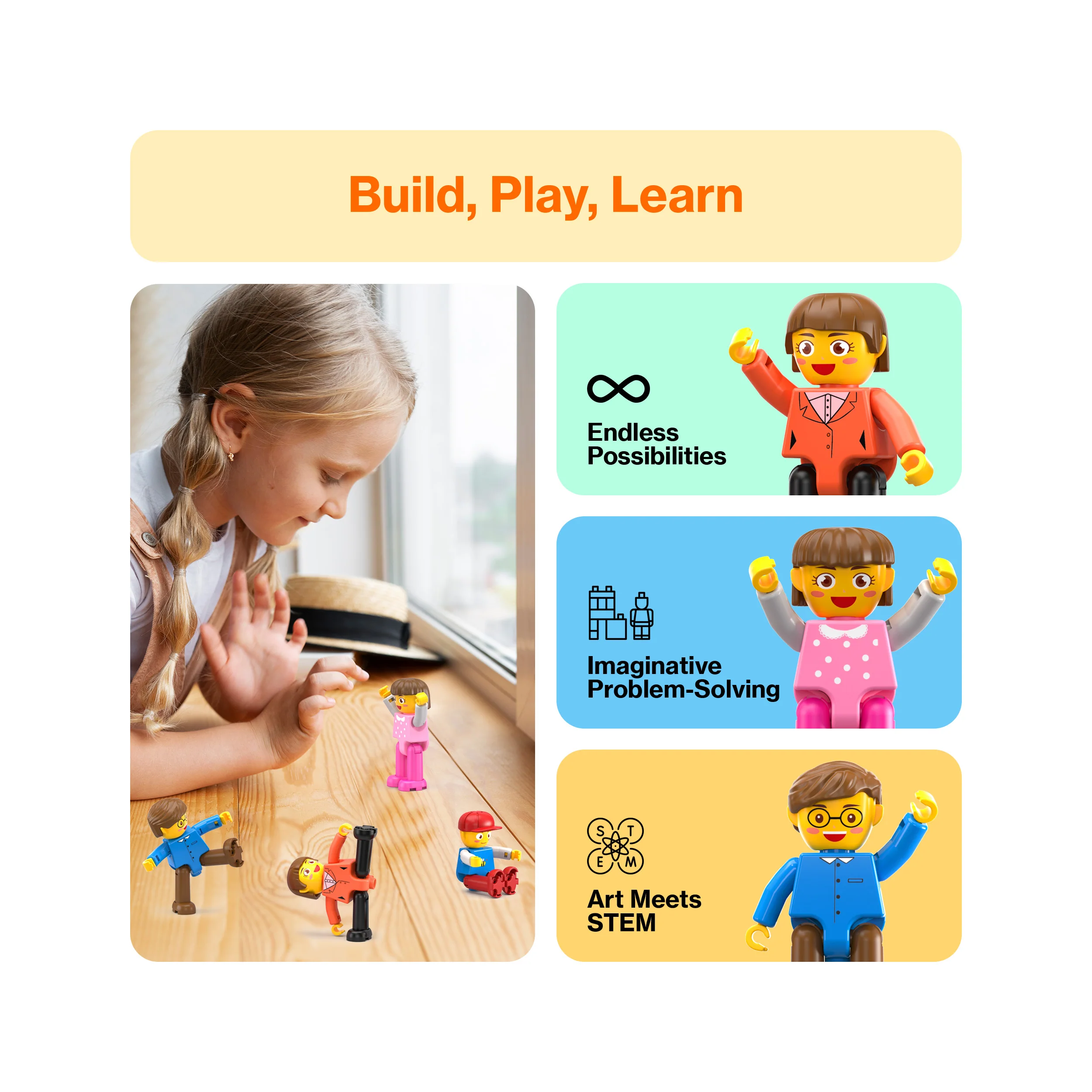 PicassoTiles 4 Piece Family Character People Figure Set - Image 4