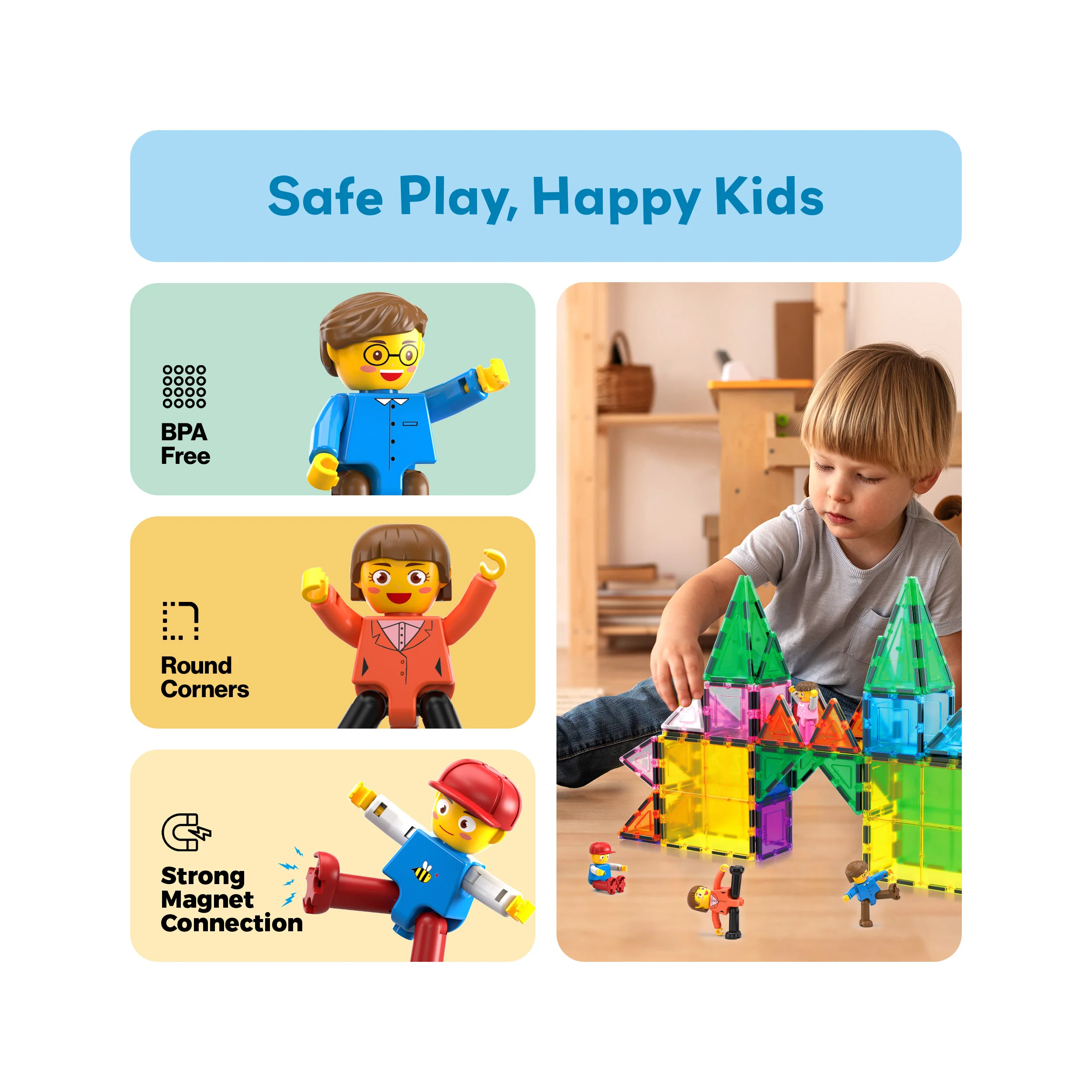 PicassoTiles 4 Piece Family Character People Figure Set - Image 6