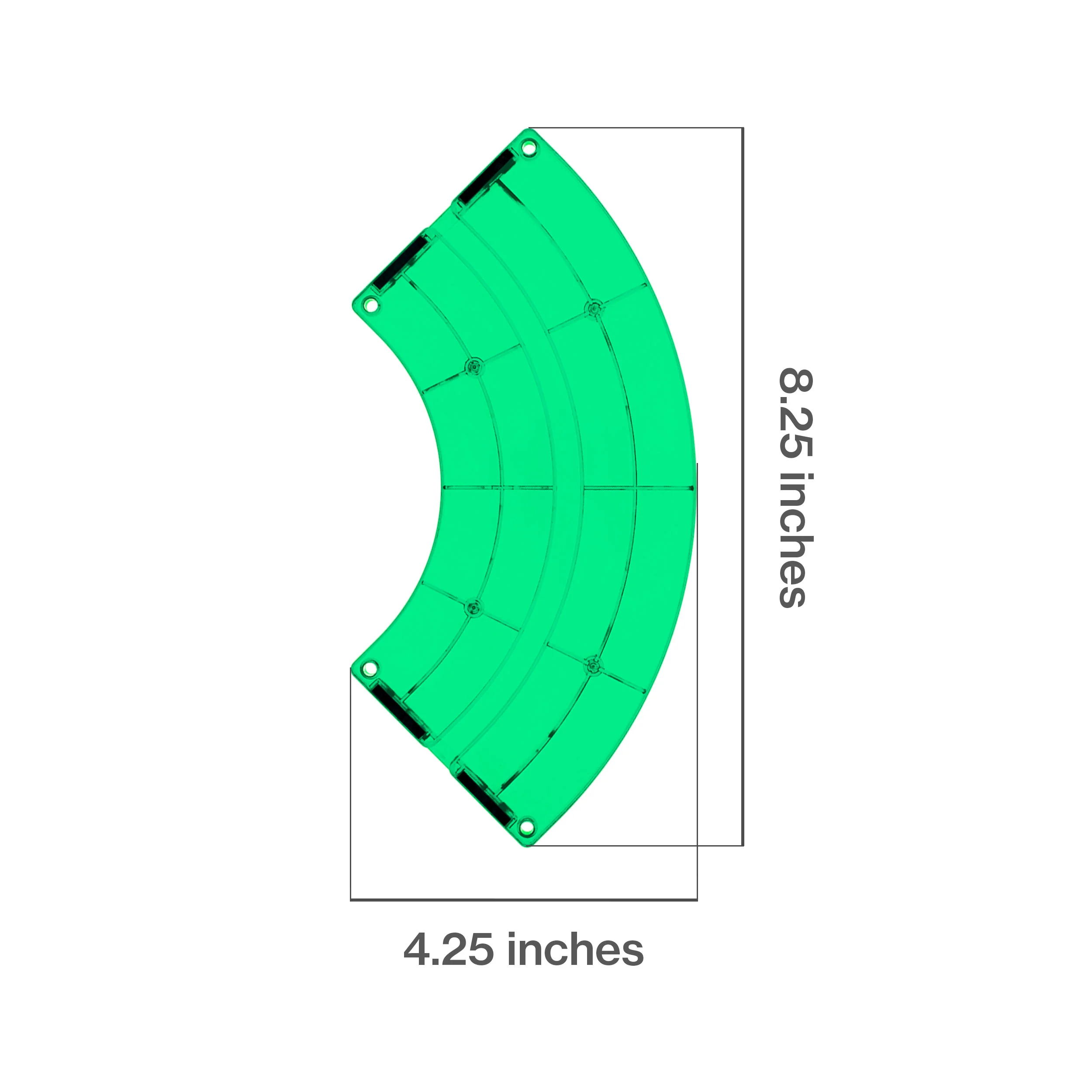 PicassoTiles 4 Piece Green Race Car Track Quarter Round Magnetic Tiles - Image 2