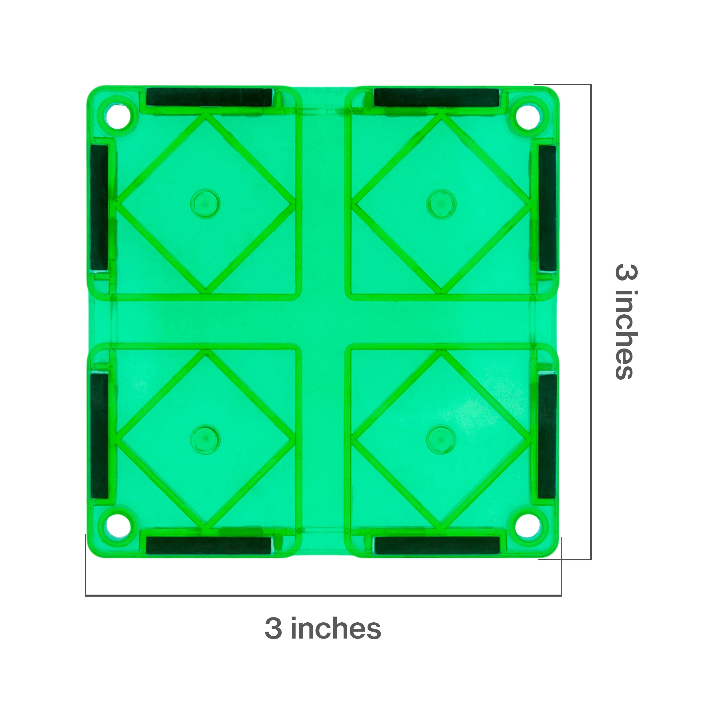 PicassoTiles 4 Piece Green Race Car Track Short Magnetic Tiles - Image 2