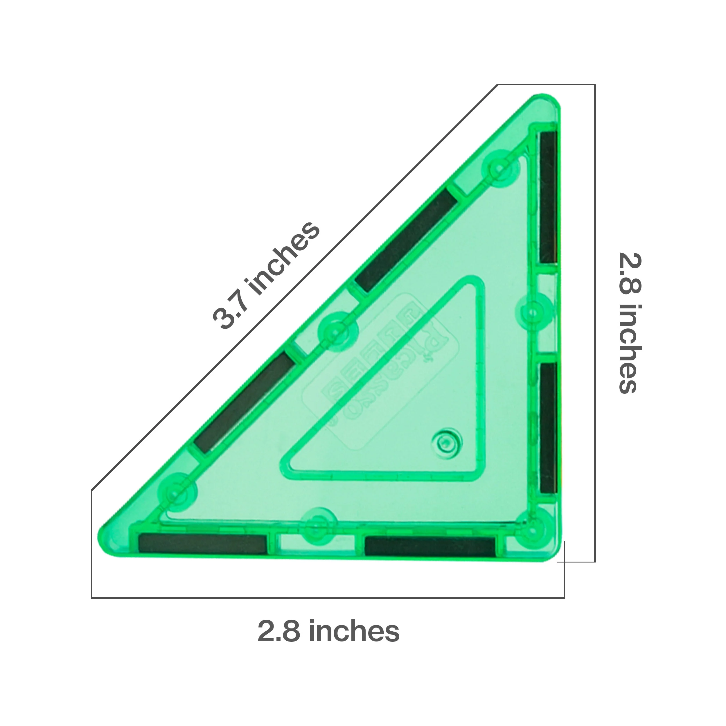 PicassoTiles 4 Piece Green Right Triangle Magnetic Tiles - Image 2