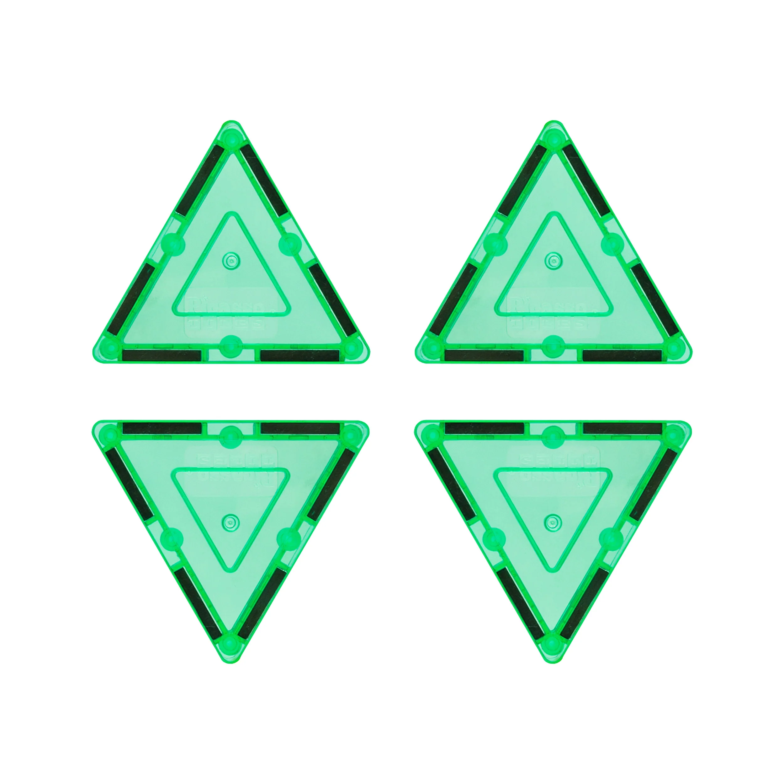 PicassoTiles 4pc Green Magnetic Tile Small Triangle Pick-A-Part Set