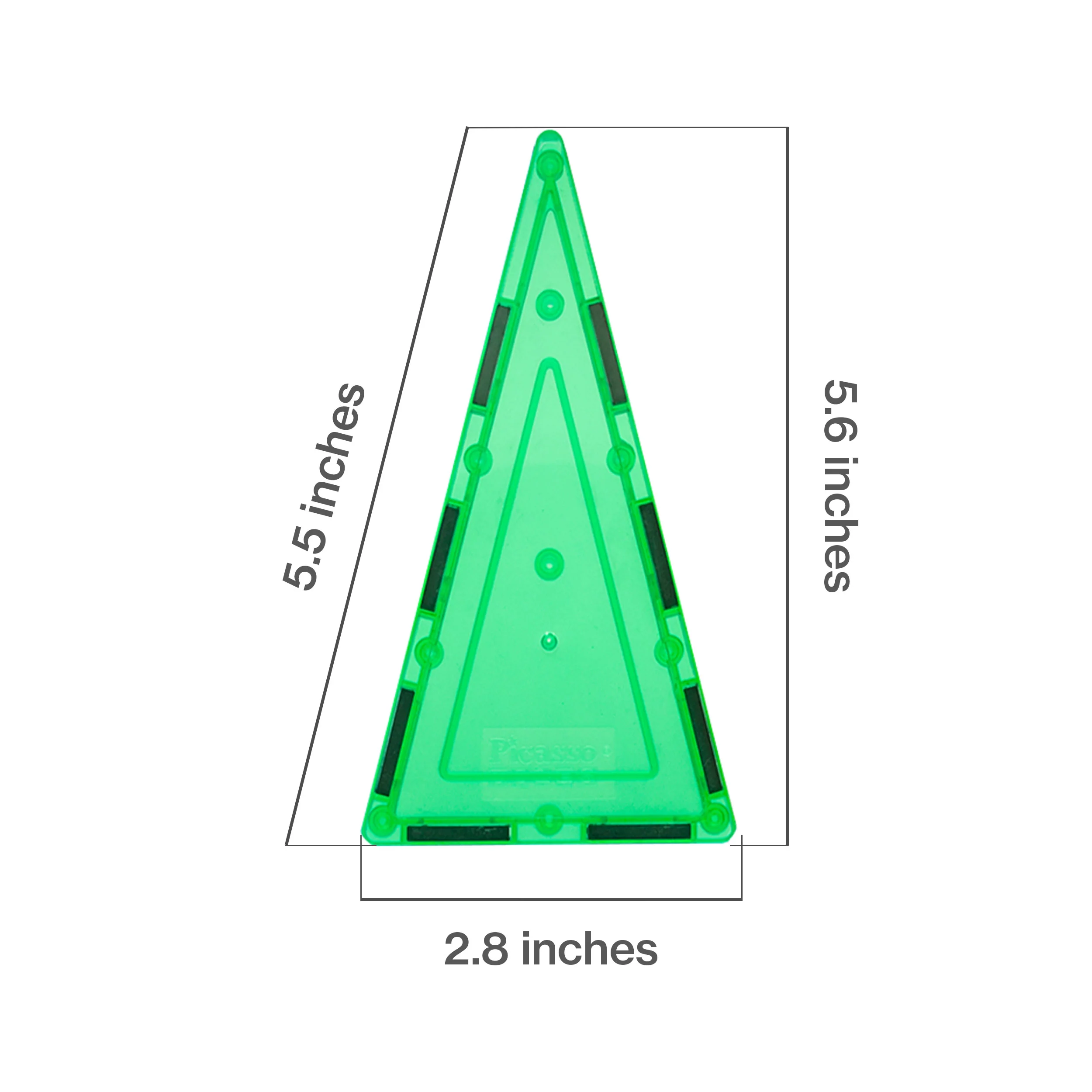 PicassoTiles 4 Piece Green Tall Triangle Magnetic Tiles - Image 2