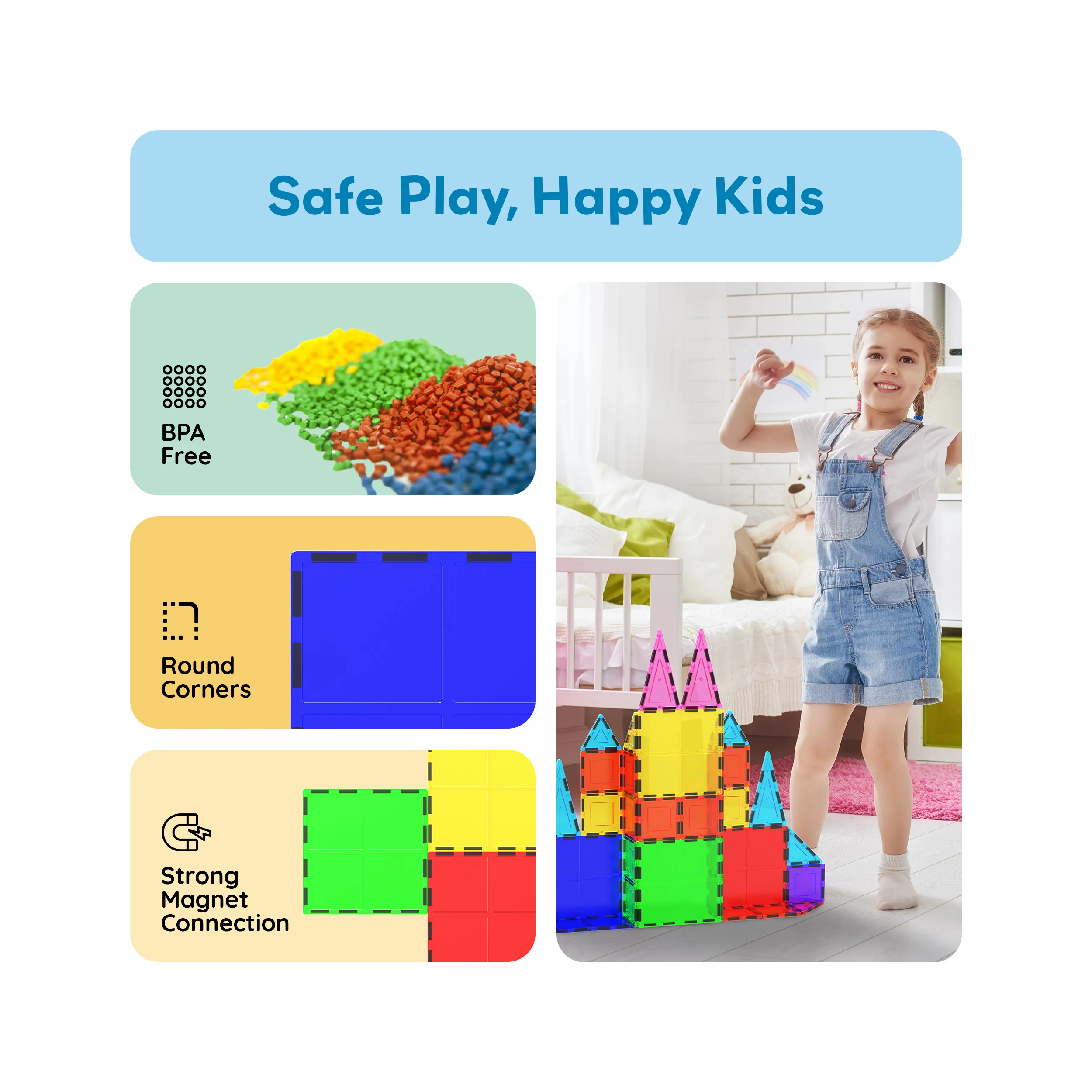 PicassoTiles Extra Large Square Magnetic Tiles Expansion Pack (4 Pieces) - Image 6