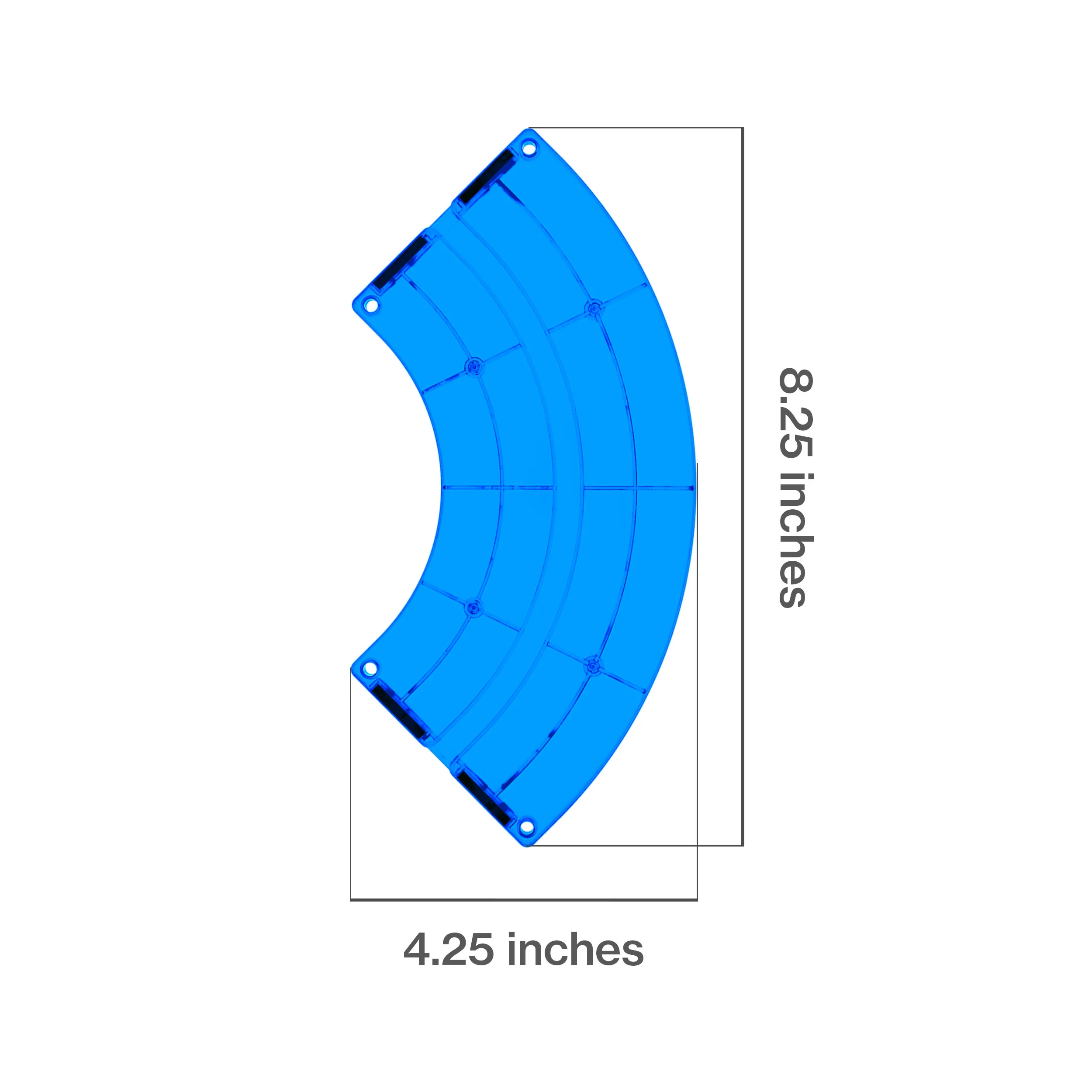 PicassoTiles 4 Piece Light Blue Race Car Track Quarter Round Magnetic Tiles - Image 2