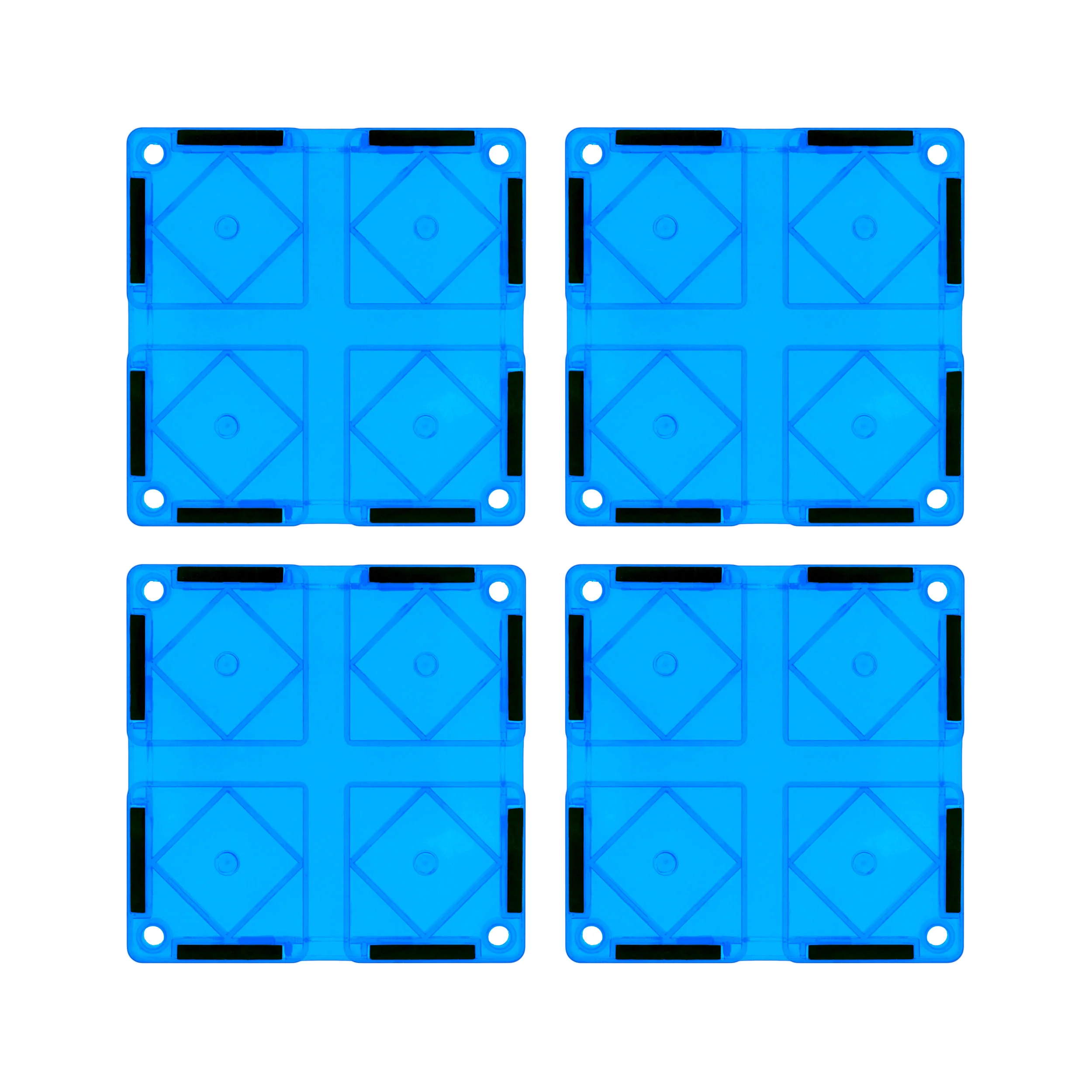 PicassoTiles 4 Piece Light Blue Race Car Track Short Magnetic Tiles