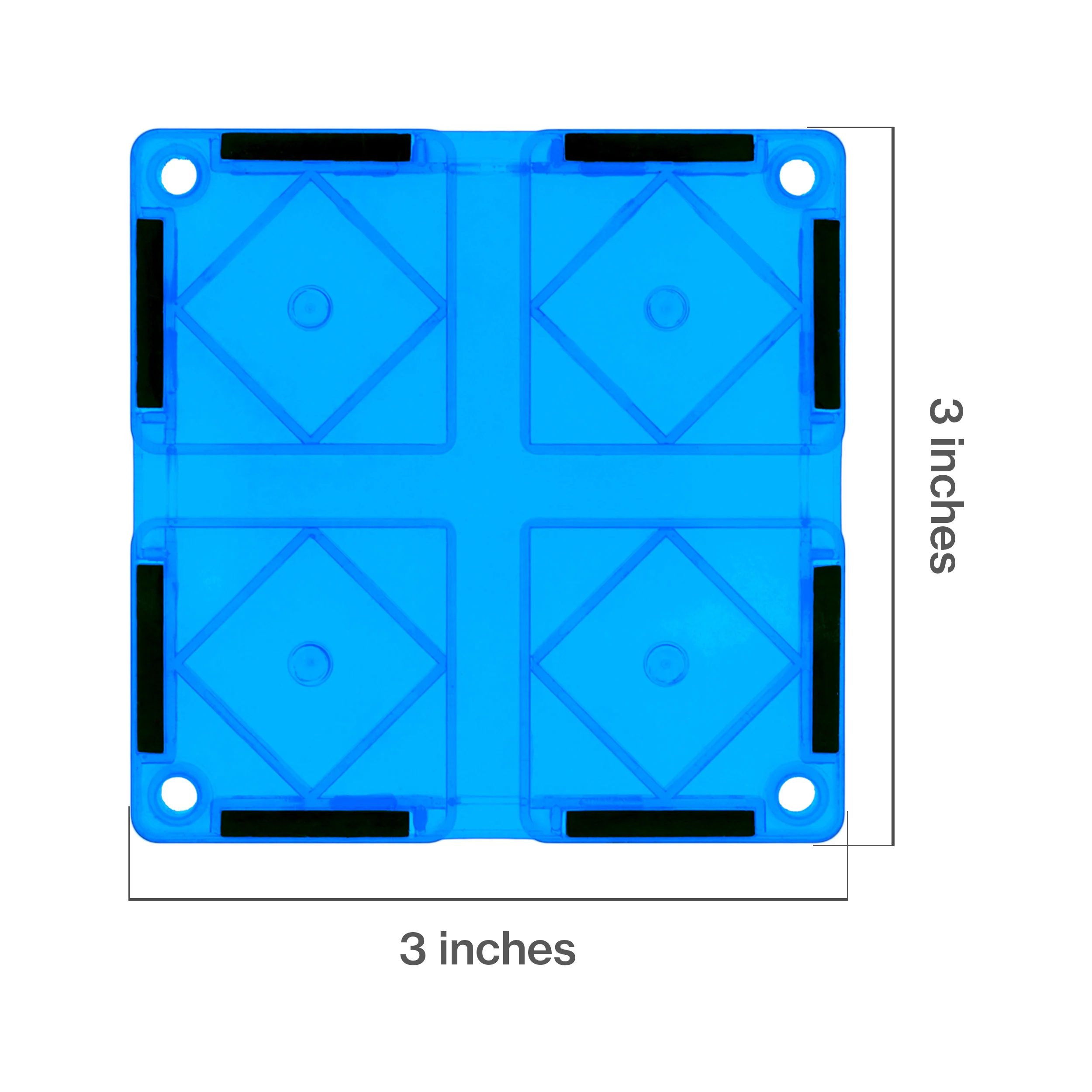 PicassoTiles 4 Piece Light Blue Race Car Track Short Magnetic Tiles - Image 2