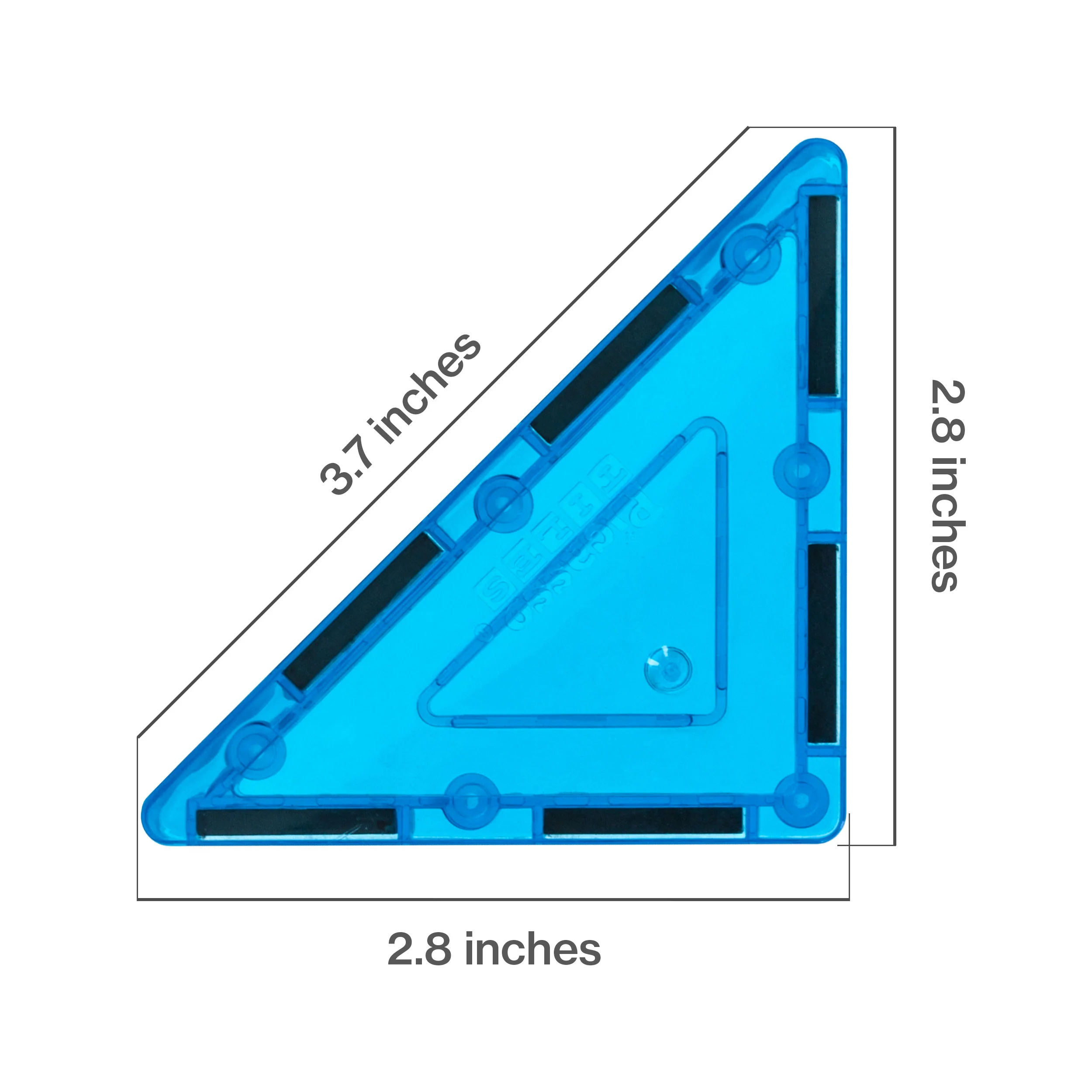 PicassoTiles 4 Piece Light Blue Right Triangle Magnetic Tiles - Image 2