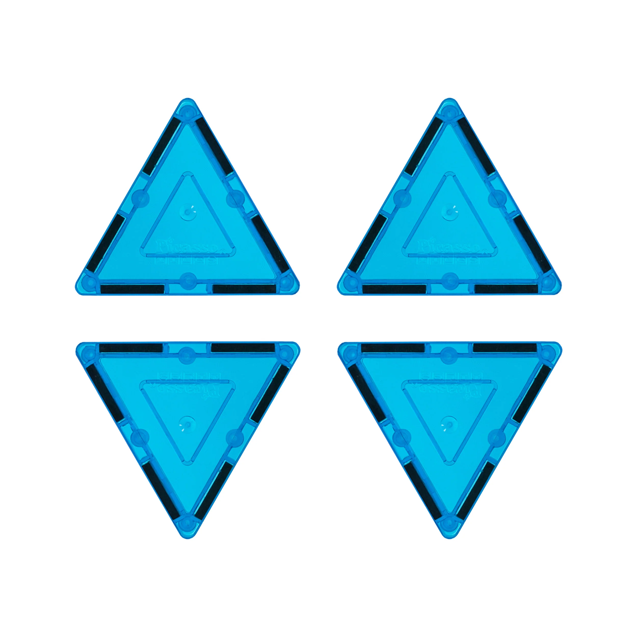 PicassoTiles 4pc Light Blue Magnetic Tile Small Triangle Pick‑A‑Part Set