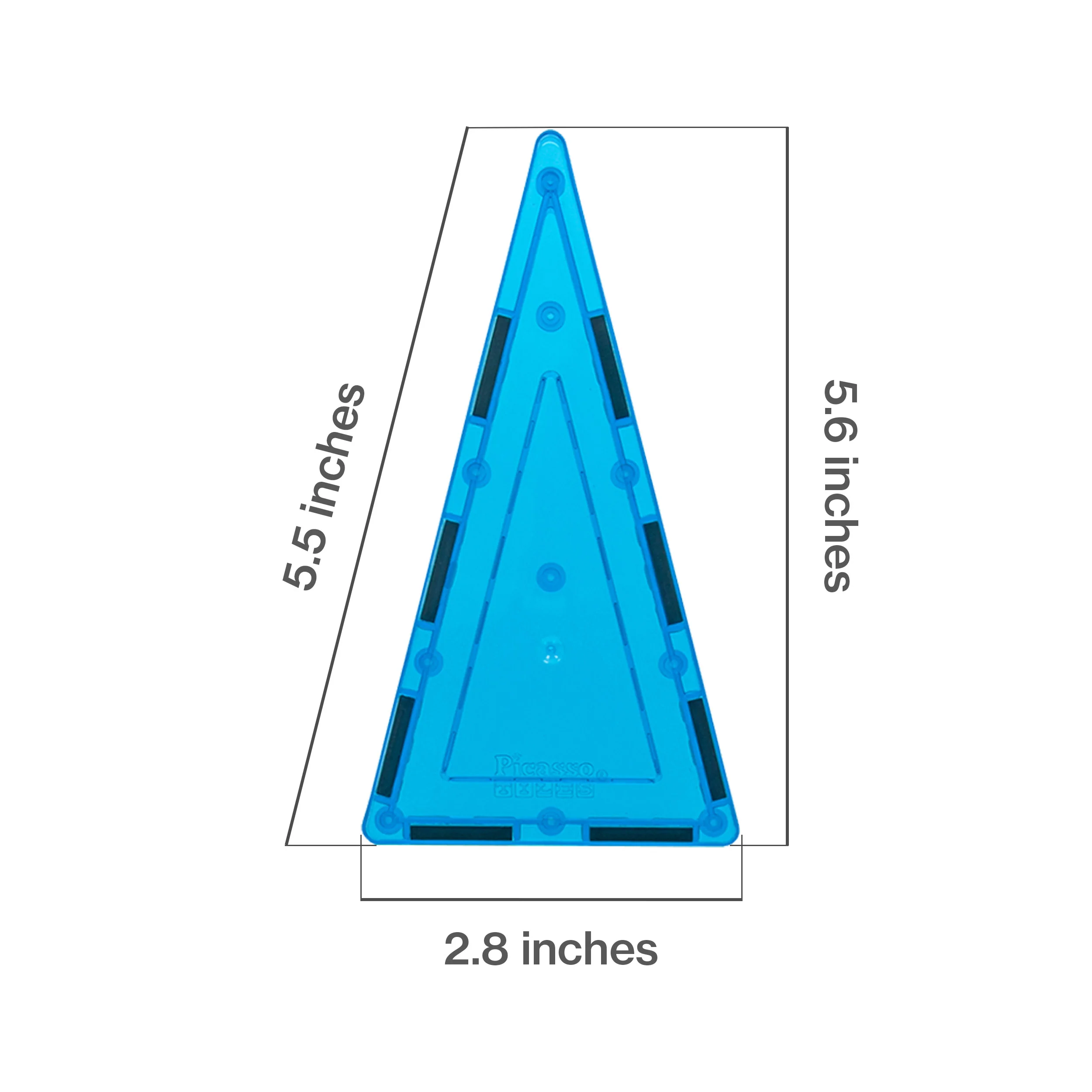 PicassoTiles 4 Piece Light Blue Tall Triangle Magnetic Tiles - Image 2
